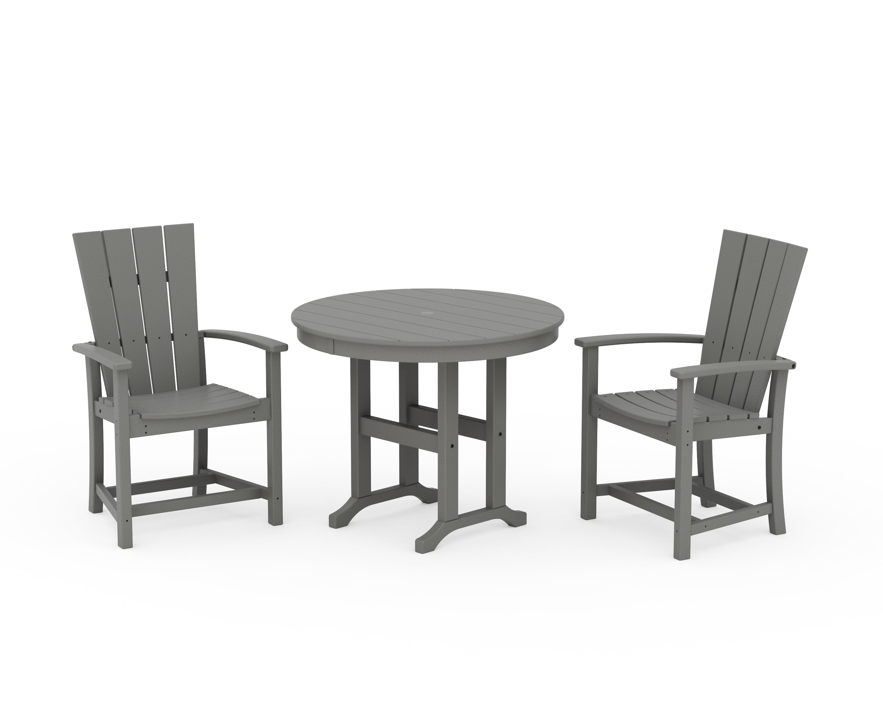 POLYWOOD Quattro 3-Piece Round Farmhouse Dining Set in Slate Grey