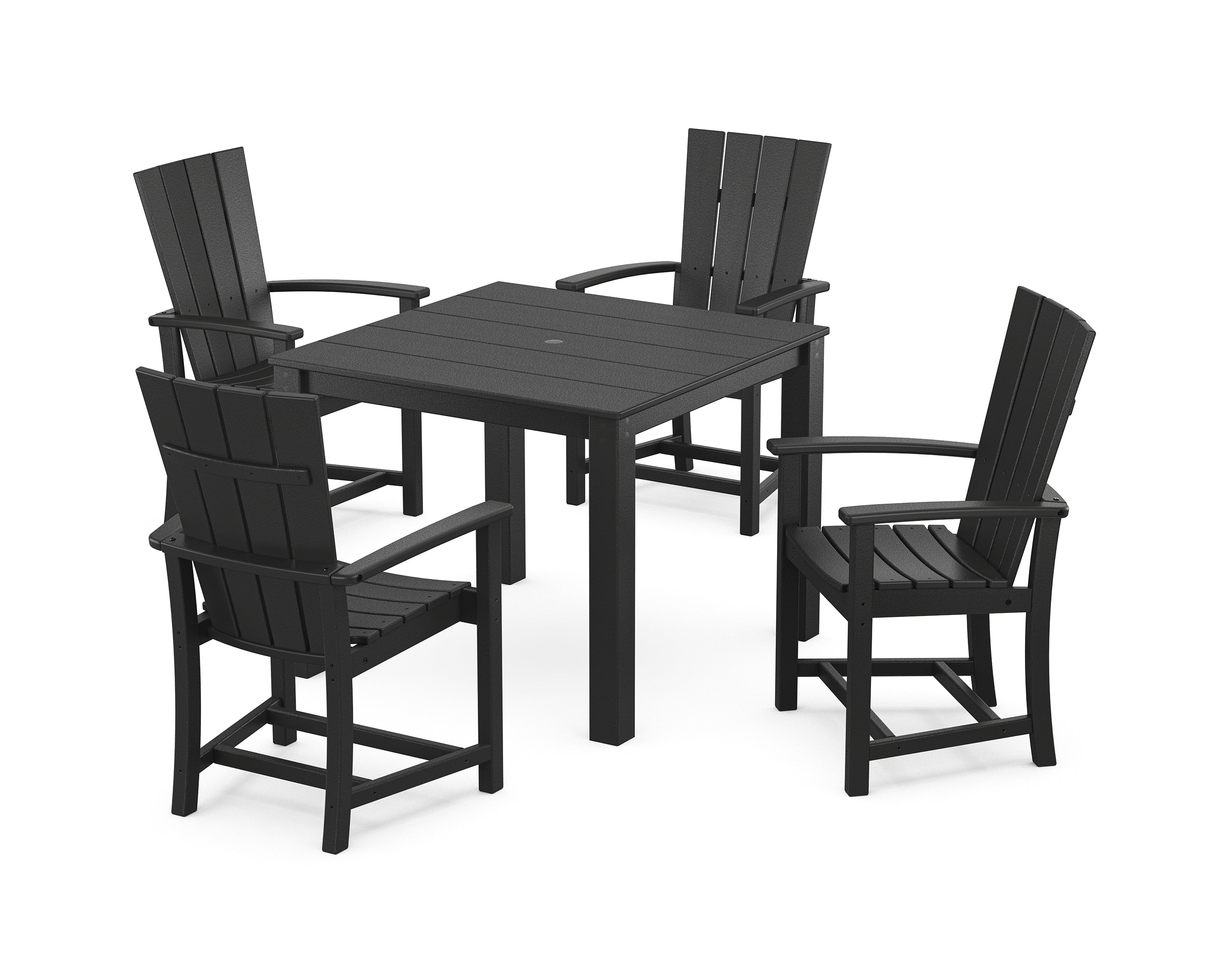POLYWOOD Quattro 5-Piece Parsons Dining Set in Black