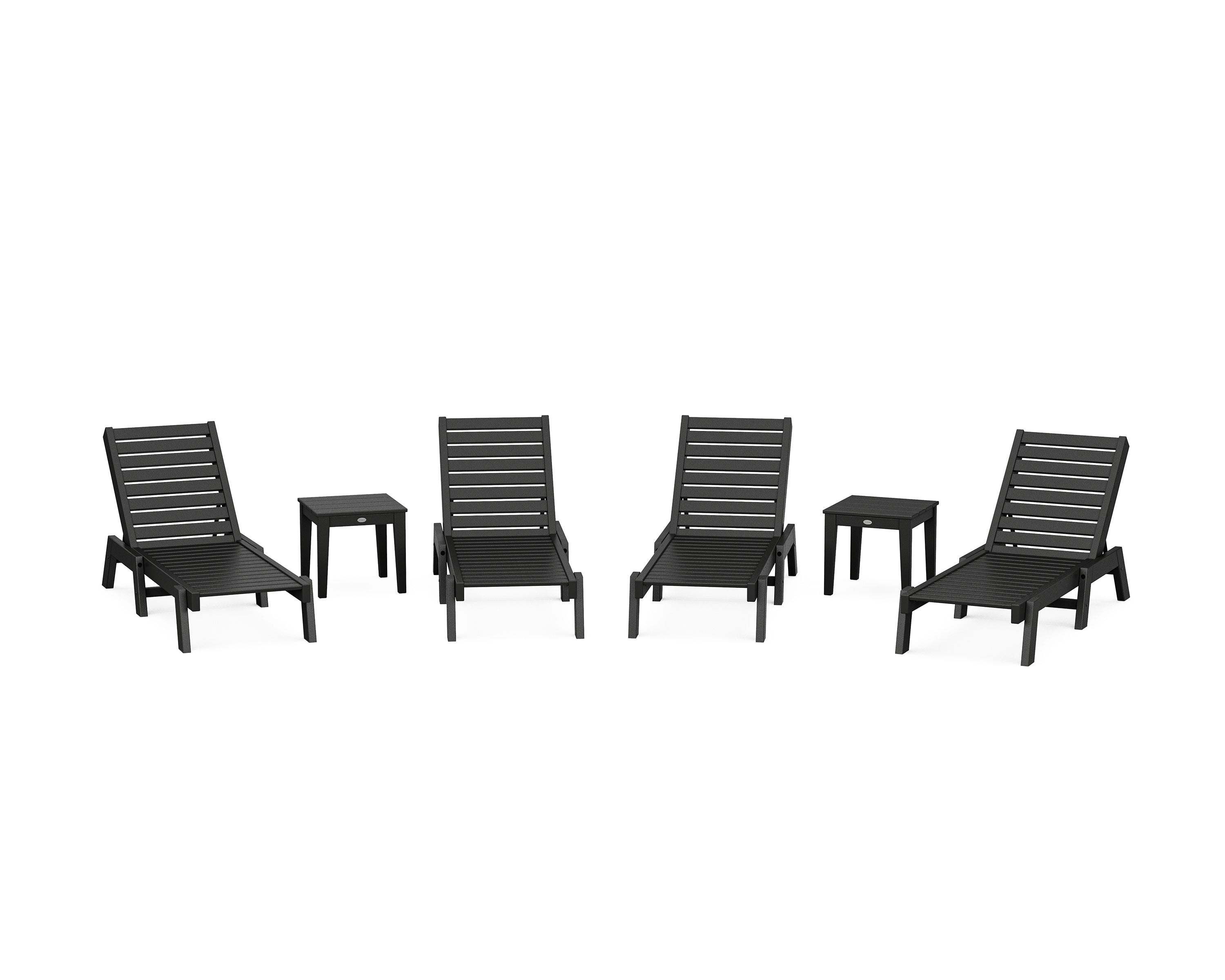 POLYWOOD Captain Chaise 6-Piece Set in Black