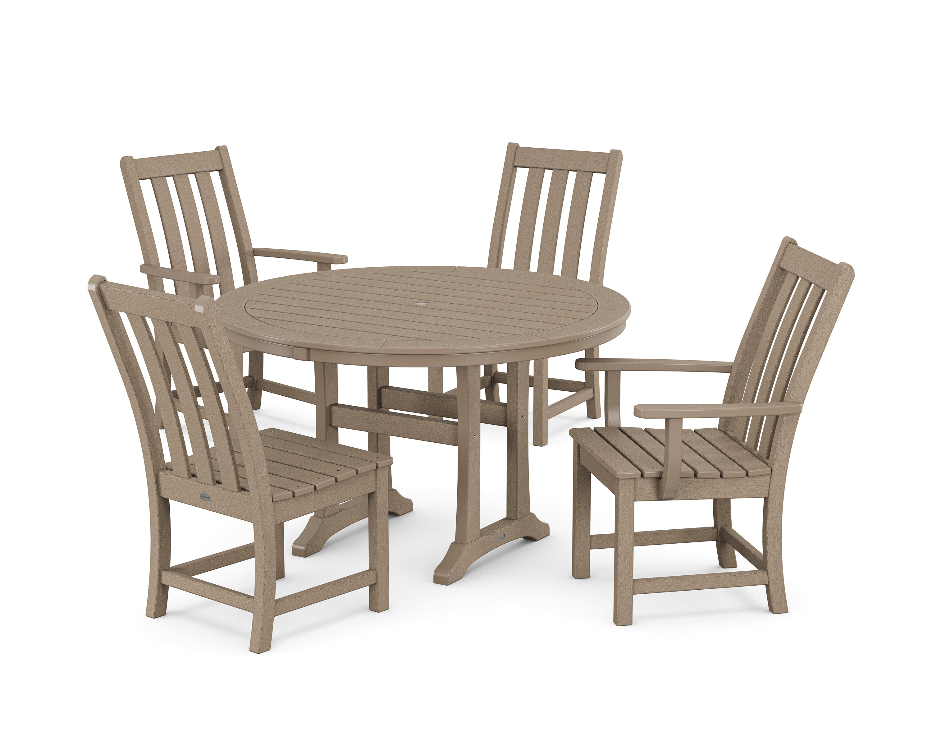 POLYWOOD® Vineyard 5-Piece Nautical Trestle Dining Set in Vintage Sahara
