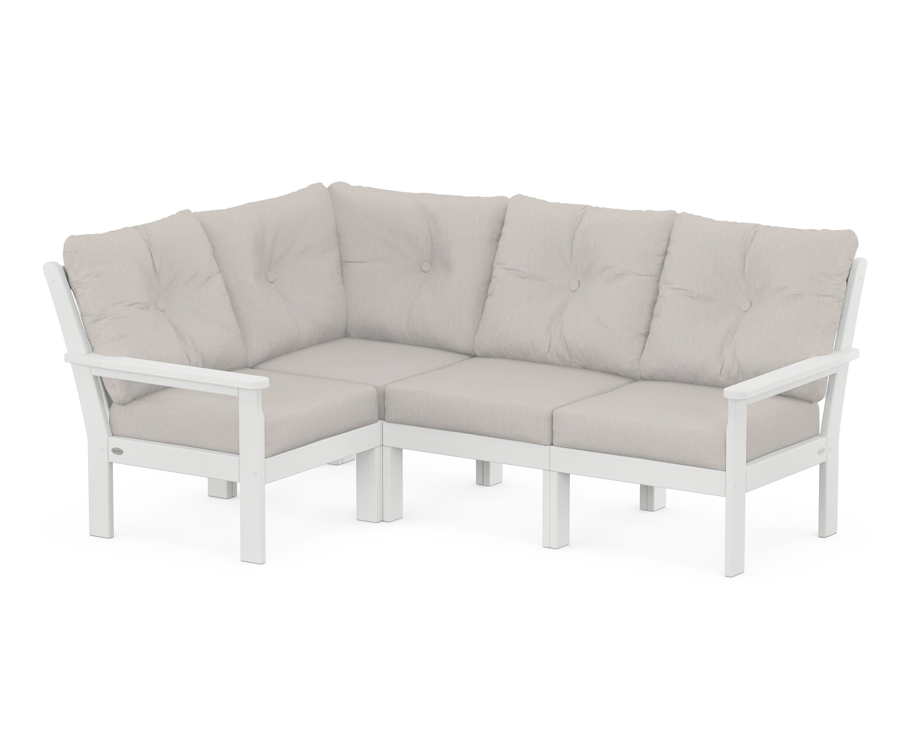 POLYWOOD Vineyard 4-Piece Sectional in White / Cast Ash