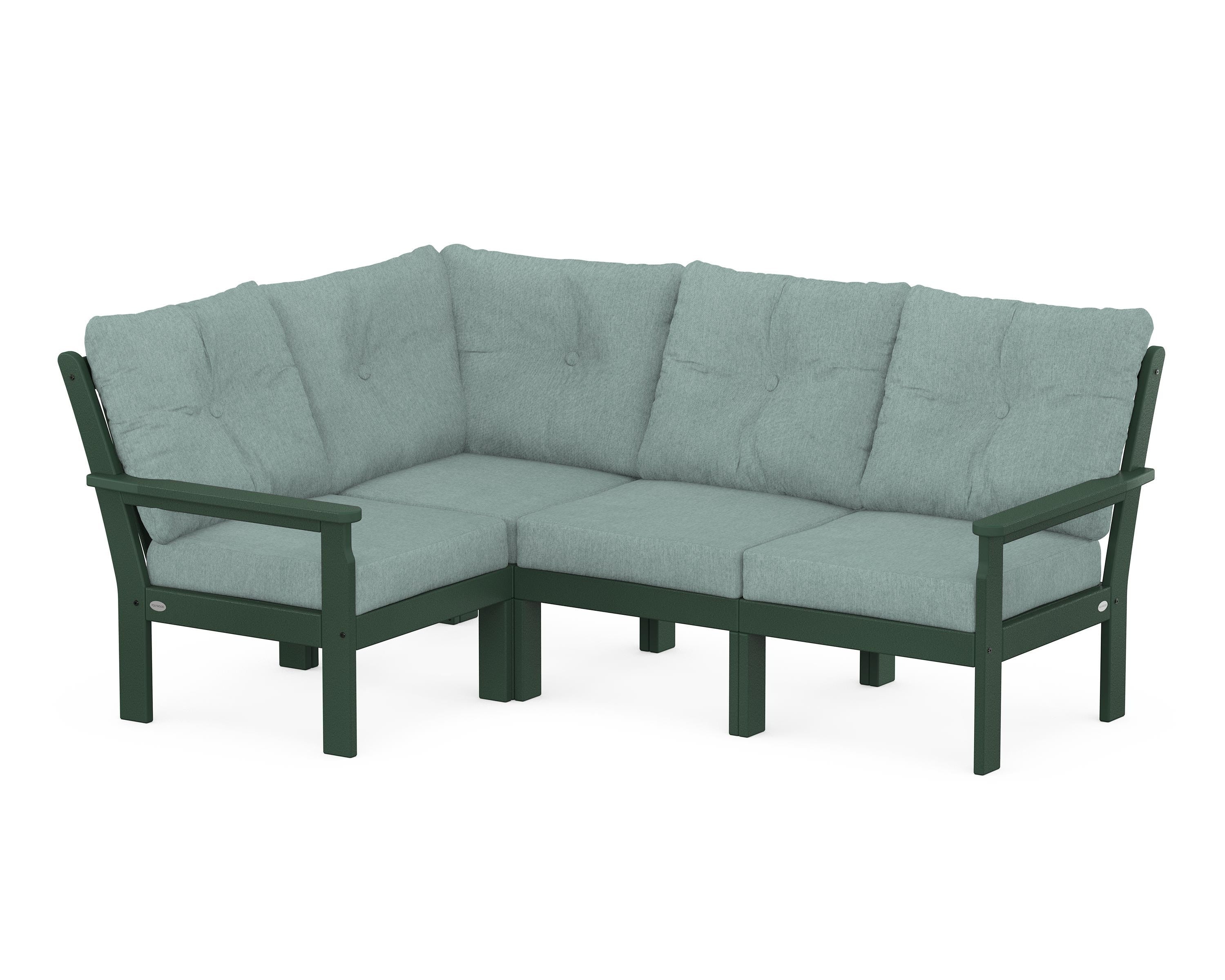 POLYWOOD Vineyard 4-Piece Sectional in Green / Glacier Spa