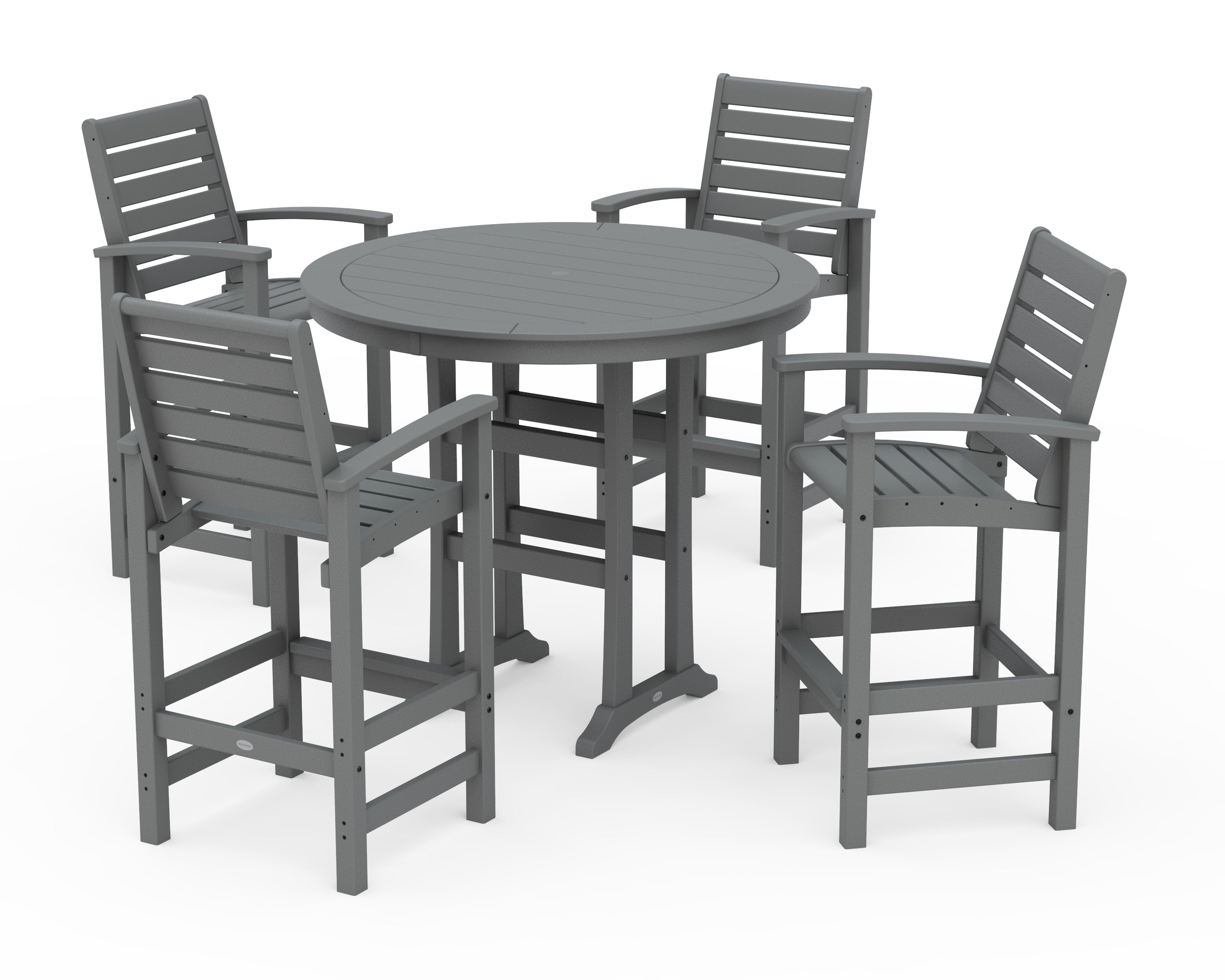 POLYWOOD 5 Piece Signature Bar Dining Set in Slate Grey