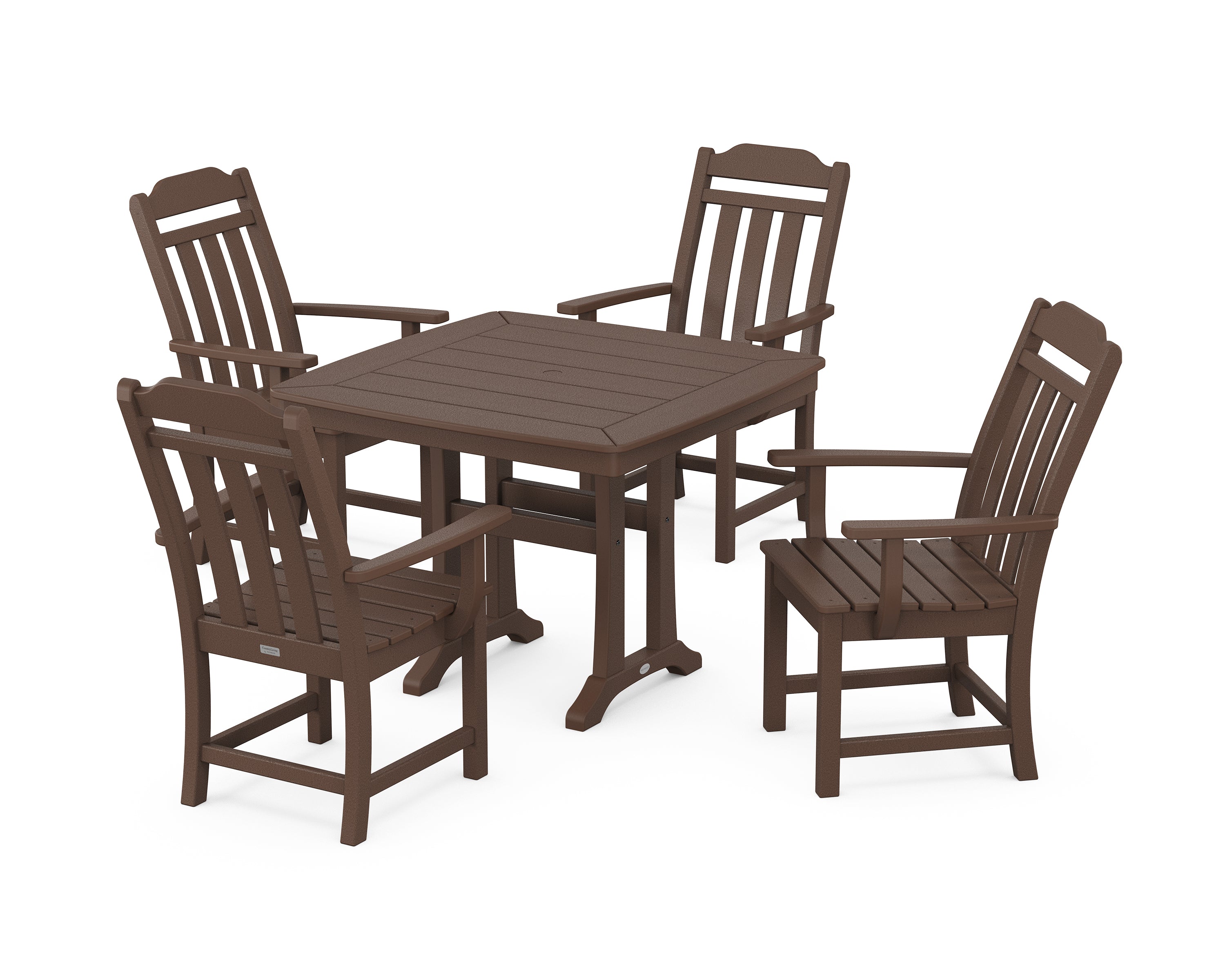 Polywood Country Living 5-Piece Dining Set with Trestle Legs in Mahogany