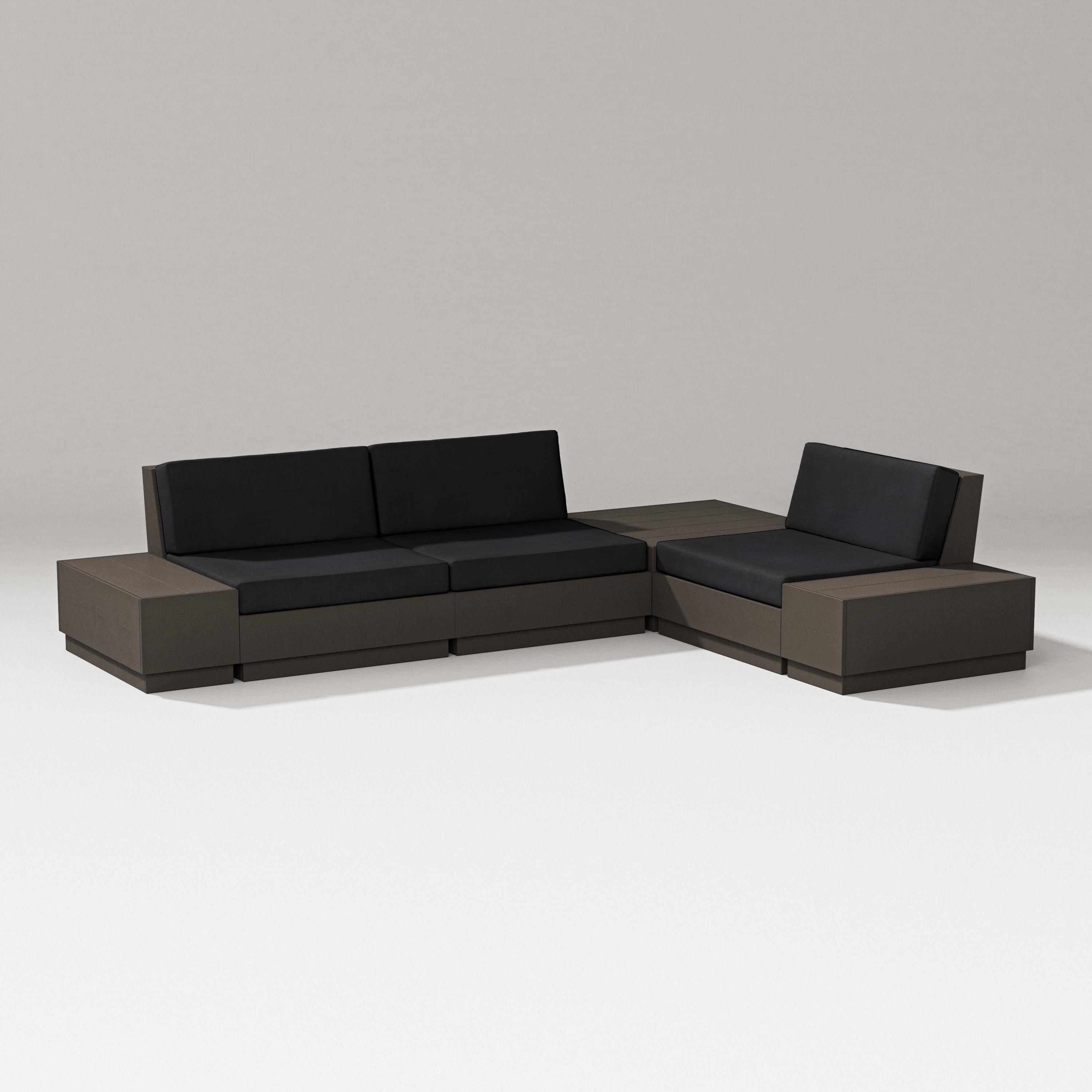 PW Designer Series Elevate 6-Piece Corner Sectional in Vintage Coffee / Midnight Linen