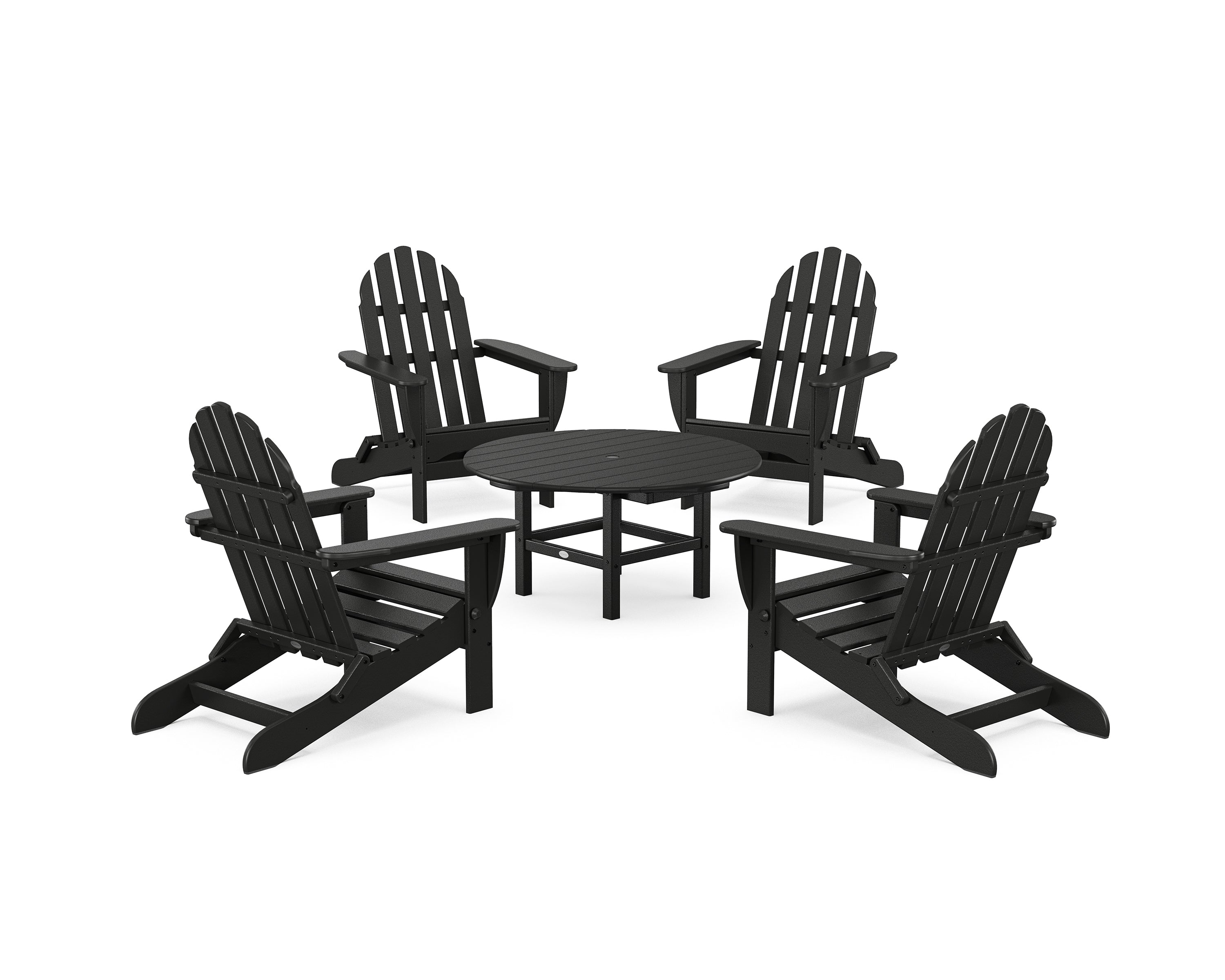 POLYWOOD® Classic Folding Adirondack 5-Piece Conversation Group in Black