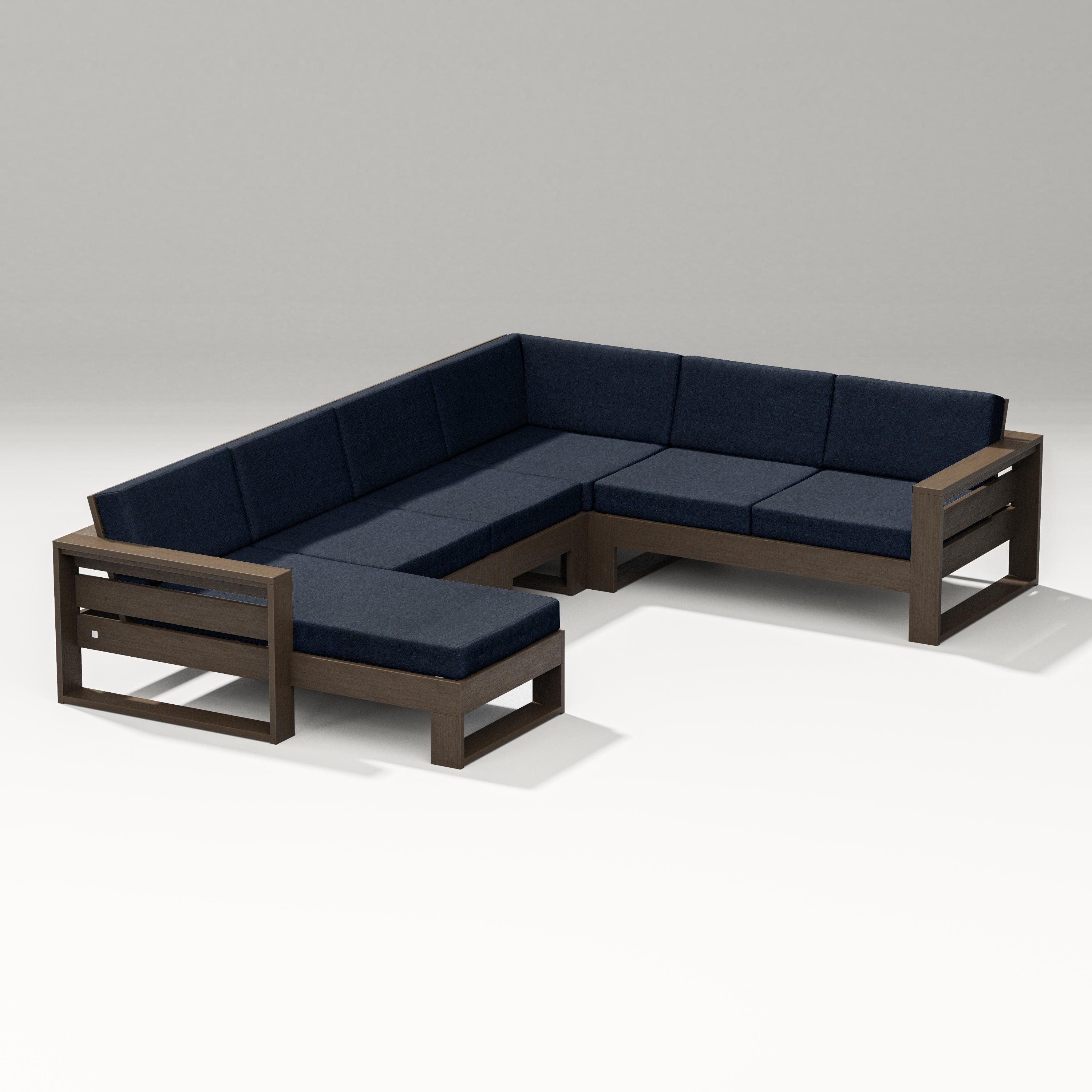 PW Designer Series Latitude Corner Sectional with Left Chaise in Kona / Marine Indigo