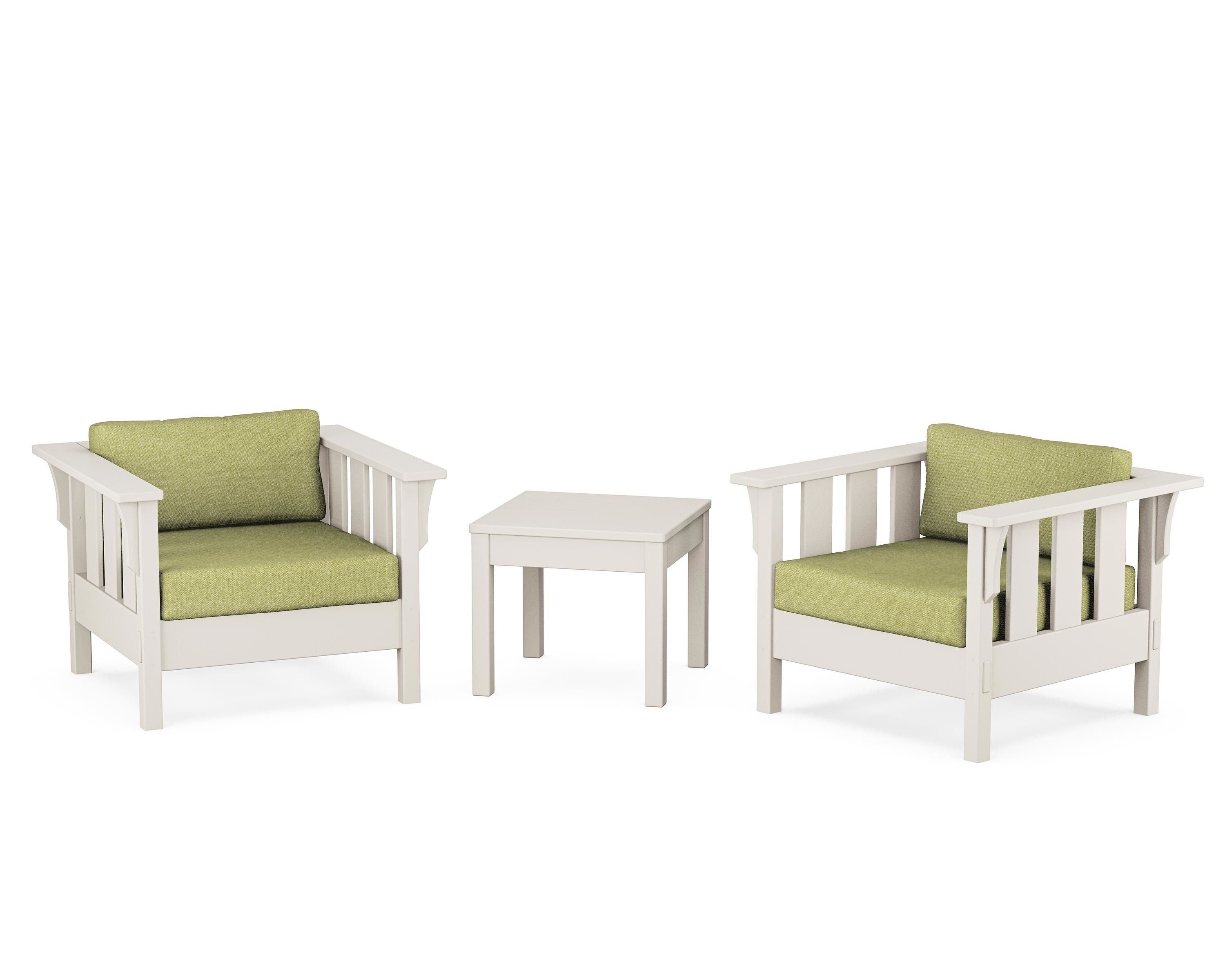 Martha Stewart by POLYWOOD Acadia 3-Piece Deep Seating Set in Sand / Chartreuse Boucle