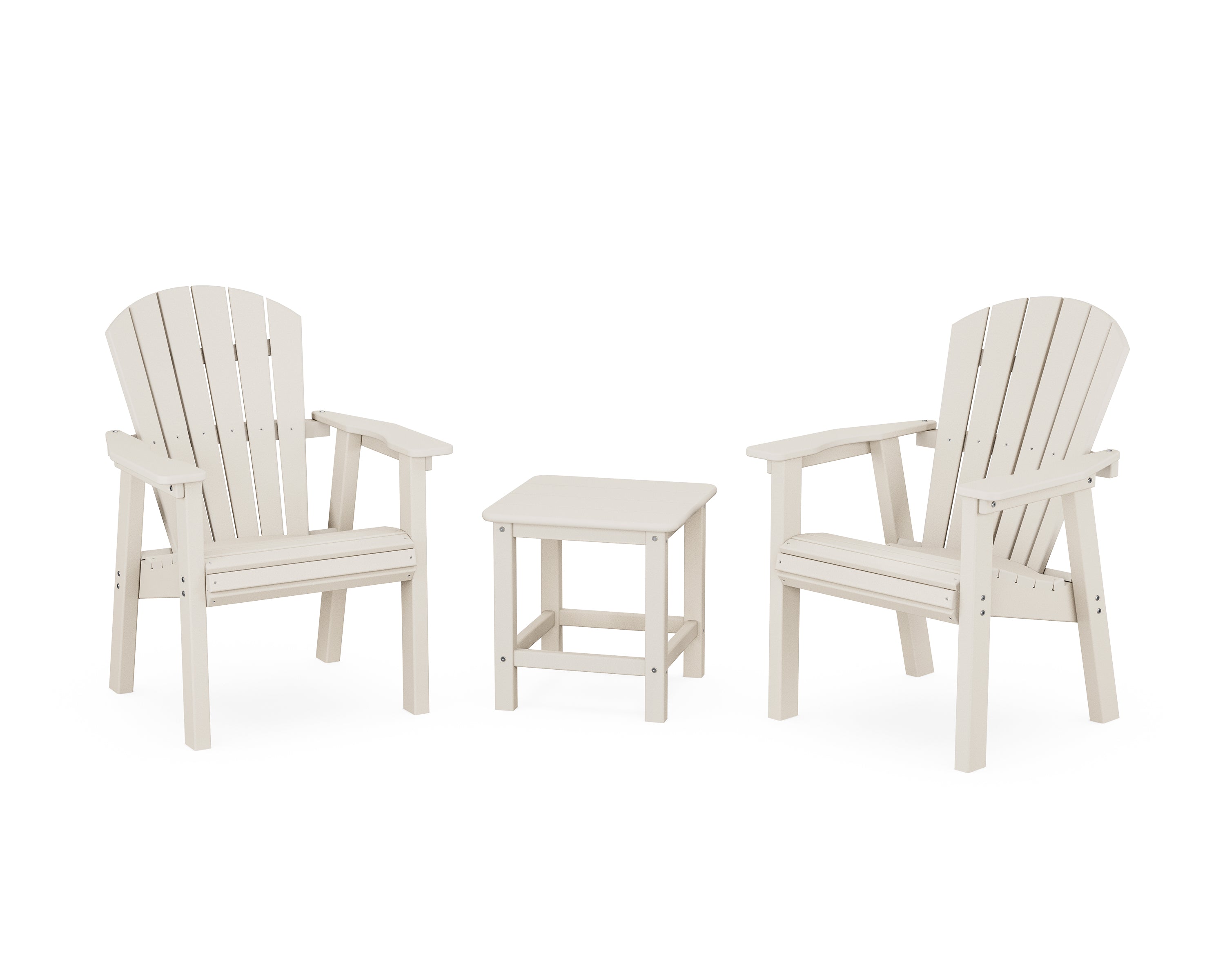 POLYWOOD Seashell 3-Piece Upright Adirondack Chair Set in Sand
