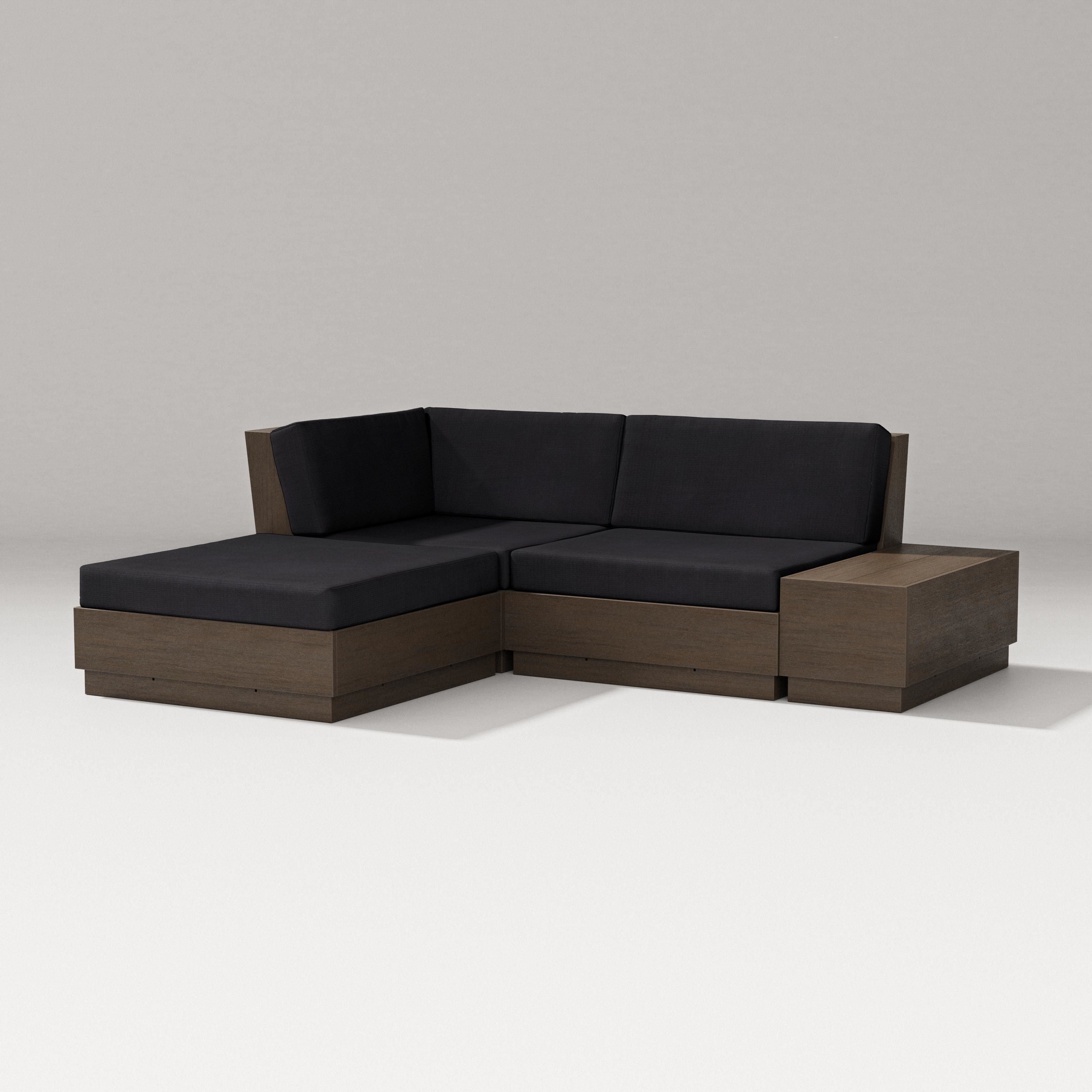 PW Designer Series Elevate Loveseat Sectional with Chaise in Kona / Midnight Linen