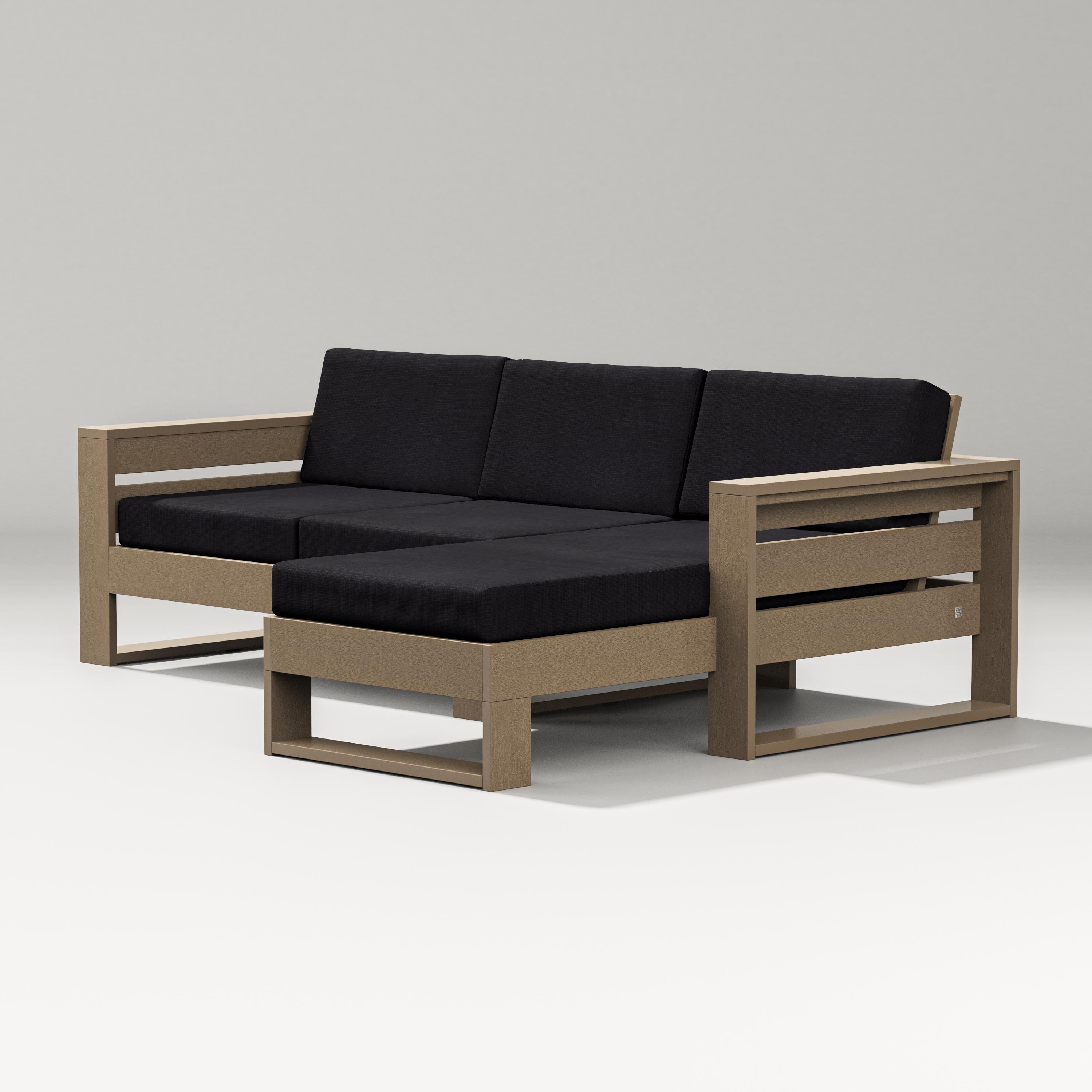 PW Designer Series Latitude Right Chaise Sectional in Vintage Sahara / Midnight Linen