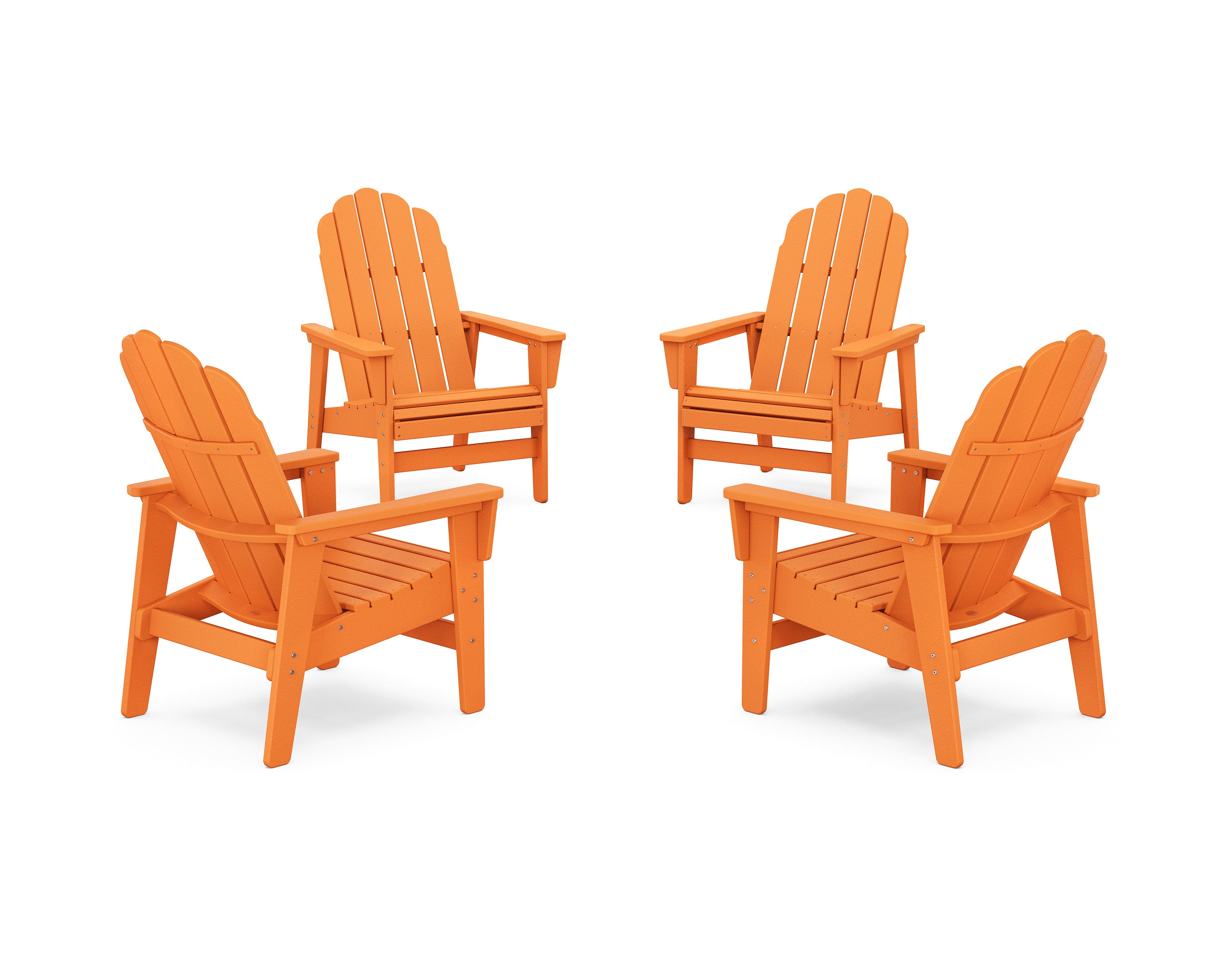 POLYWOOD 4-Piece Vineyard Grand Upright Adirondack Chair Conversation Set in Tangerine