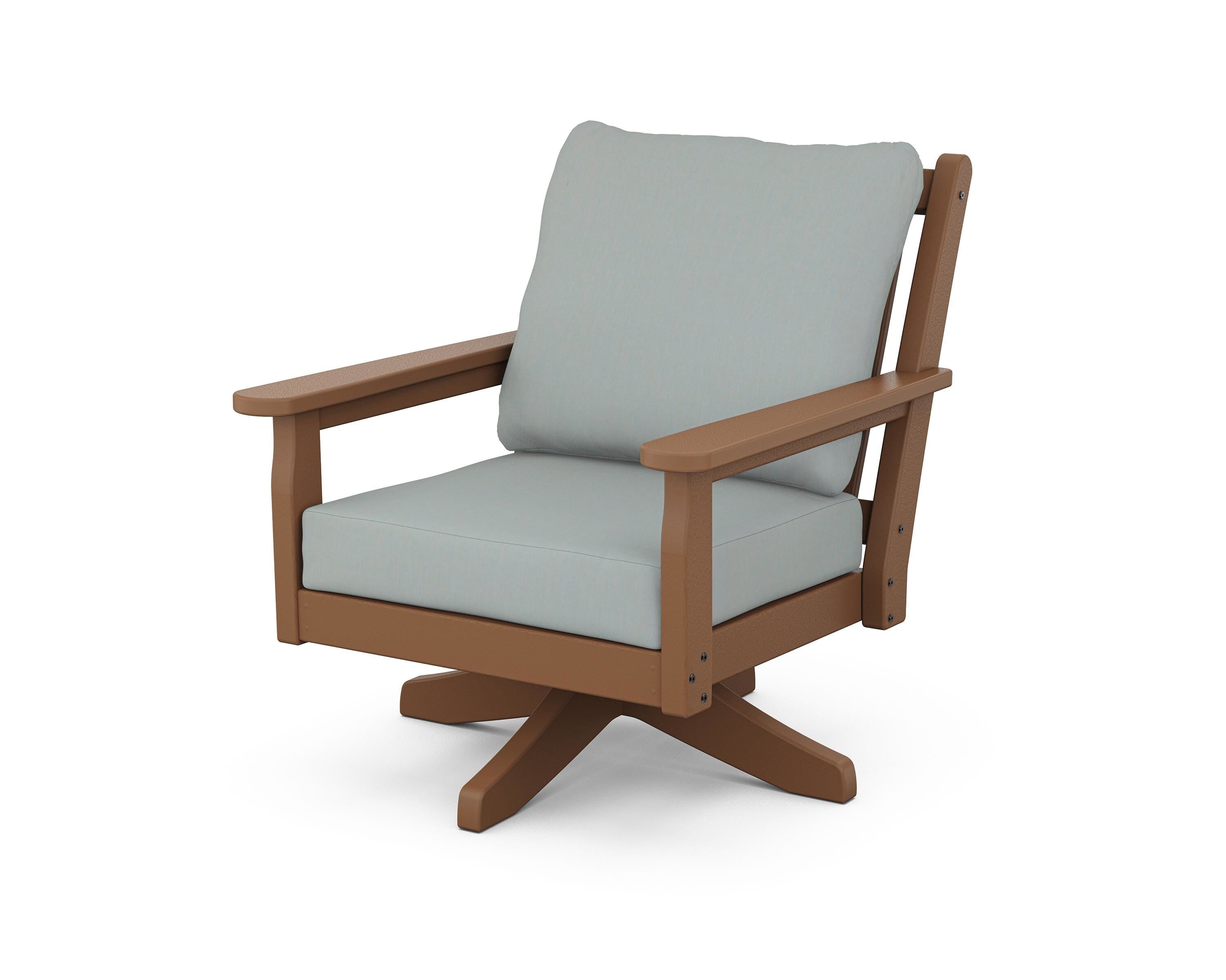 POLYWOOD Chippendale Deep Seating Swivel Chair in Teak / Spa