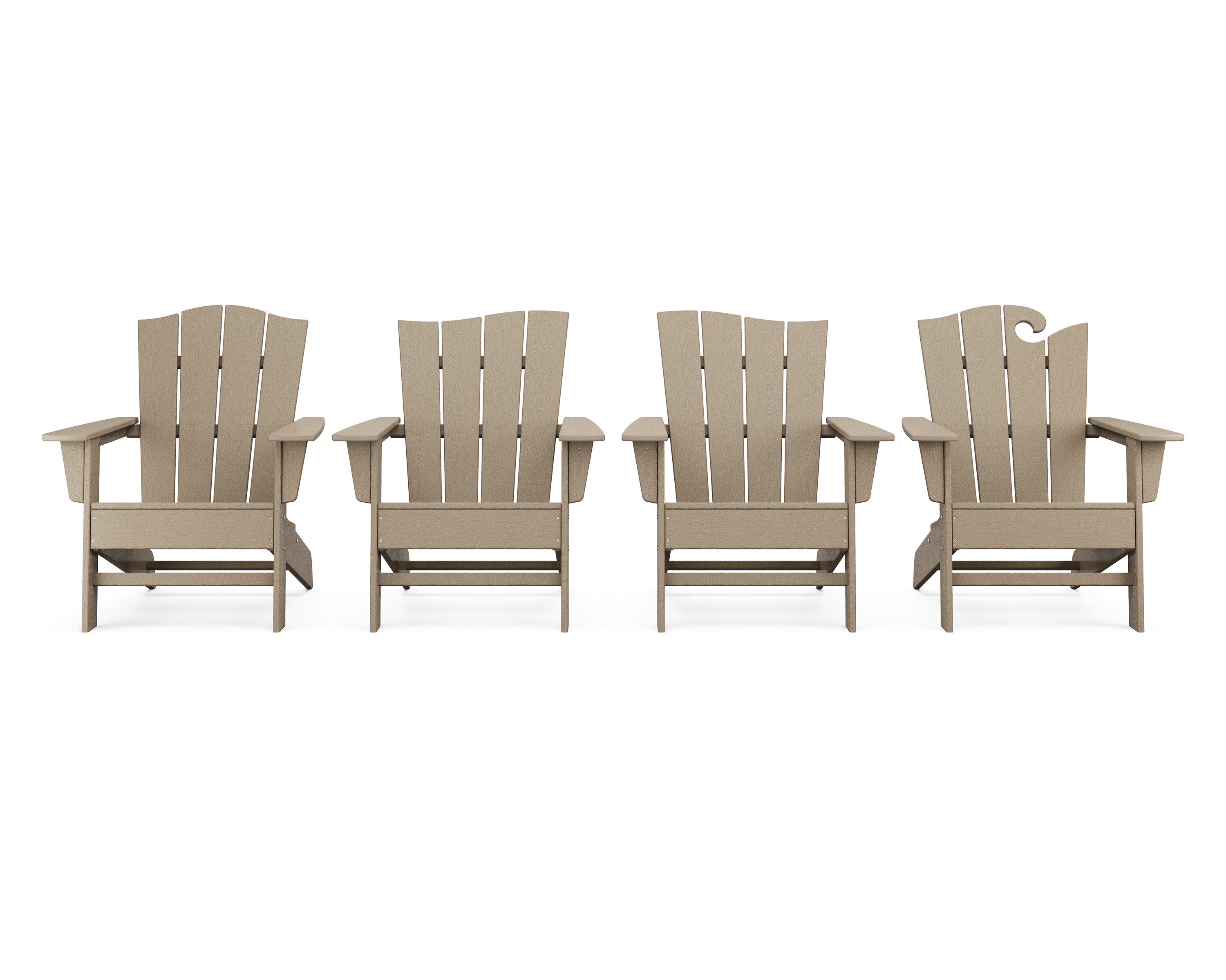 POLYWOOD® Wave Collection 4-Piece Adirondack Chair Set in Vintage Sahara