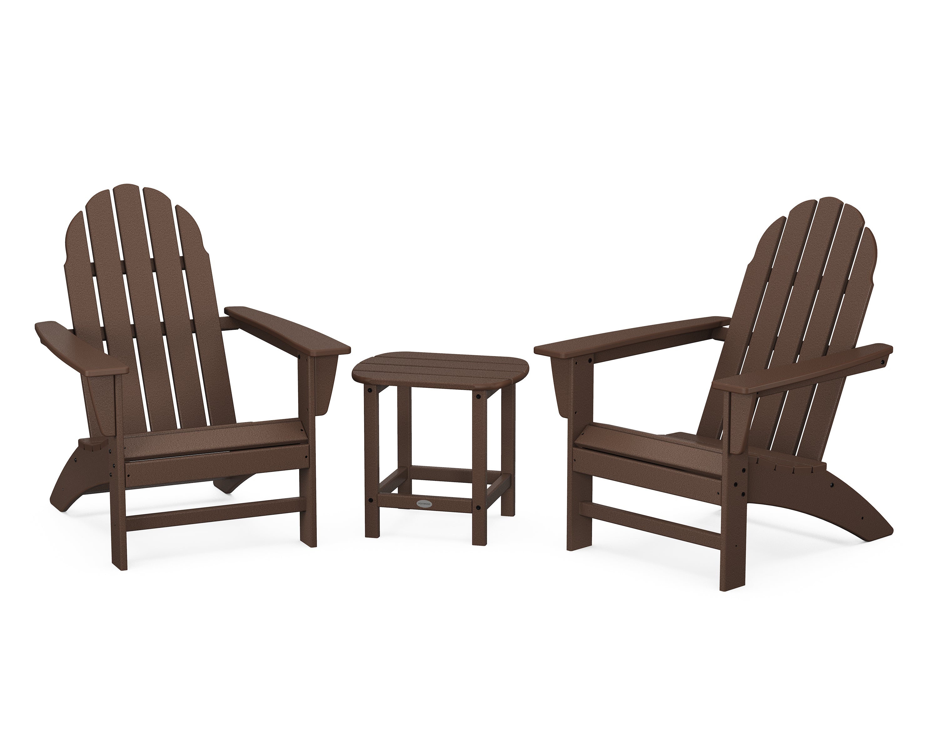 POLYWOOD Vineyard 3-Piece Adirondack Set with South Beach 18" Side Table in Mahogany