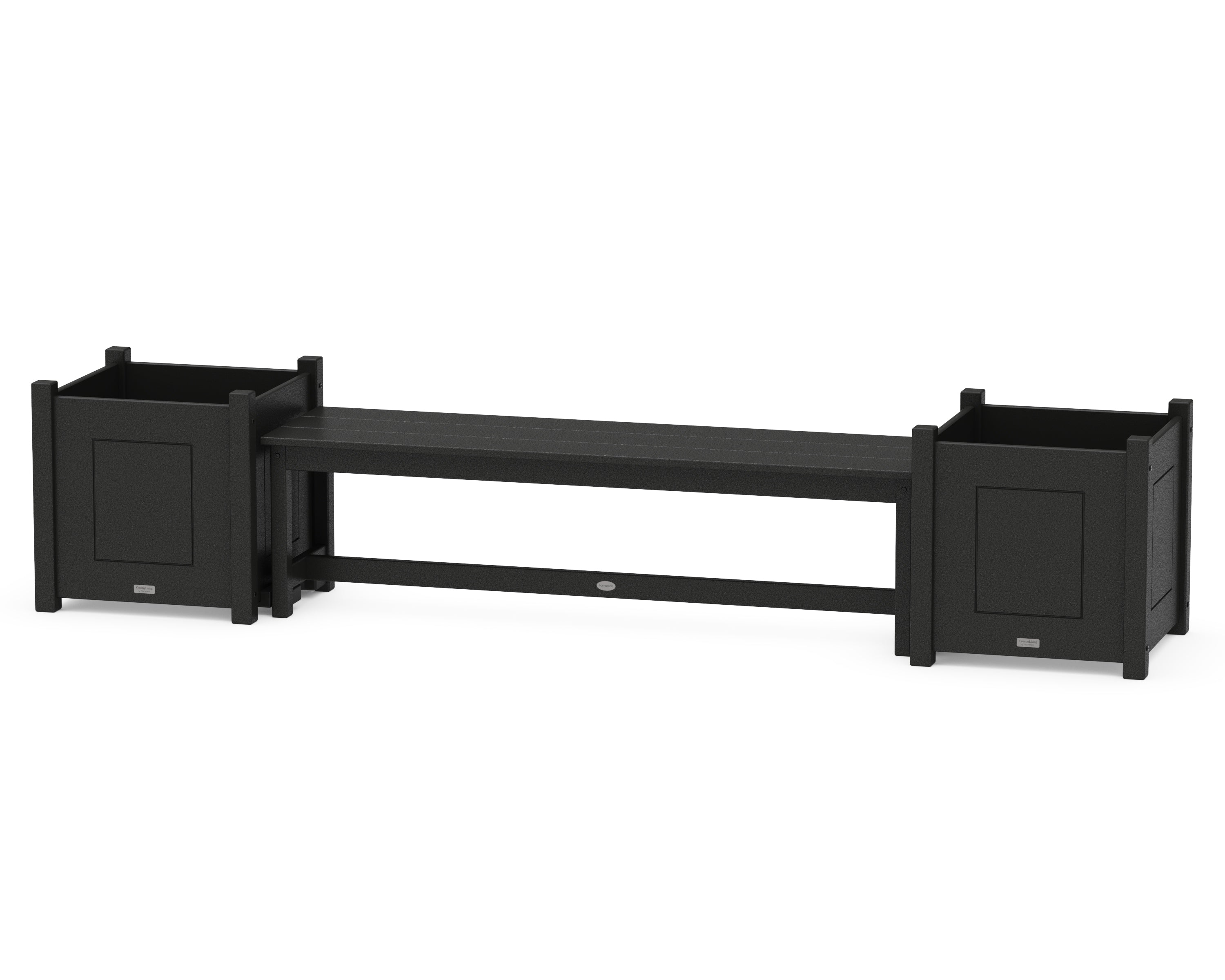 Country Living 60" Country Living Straight Planter Bench Set - Large in Black