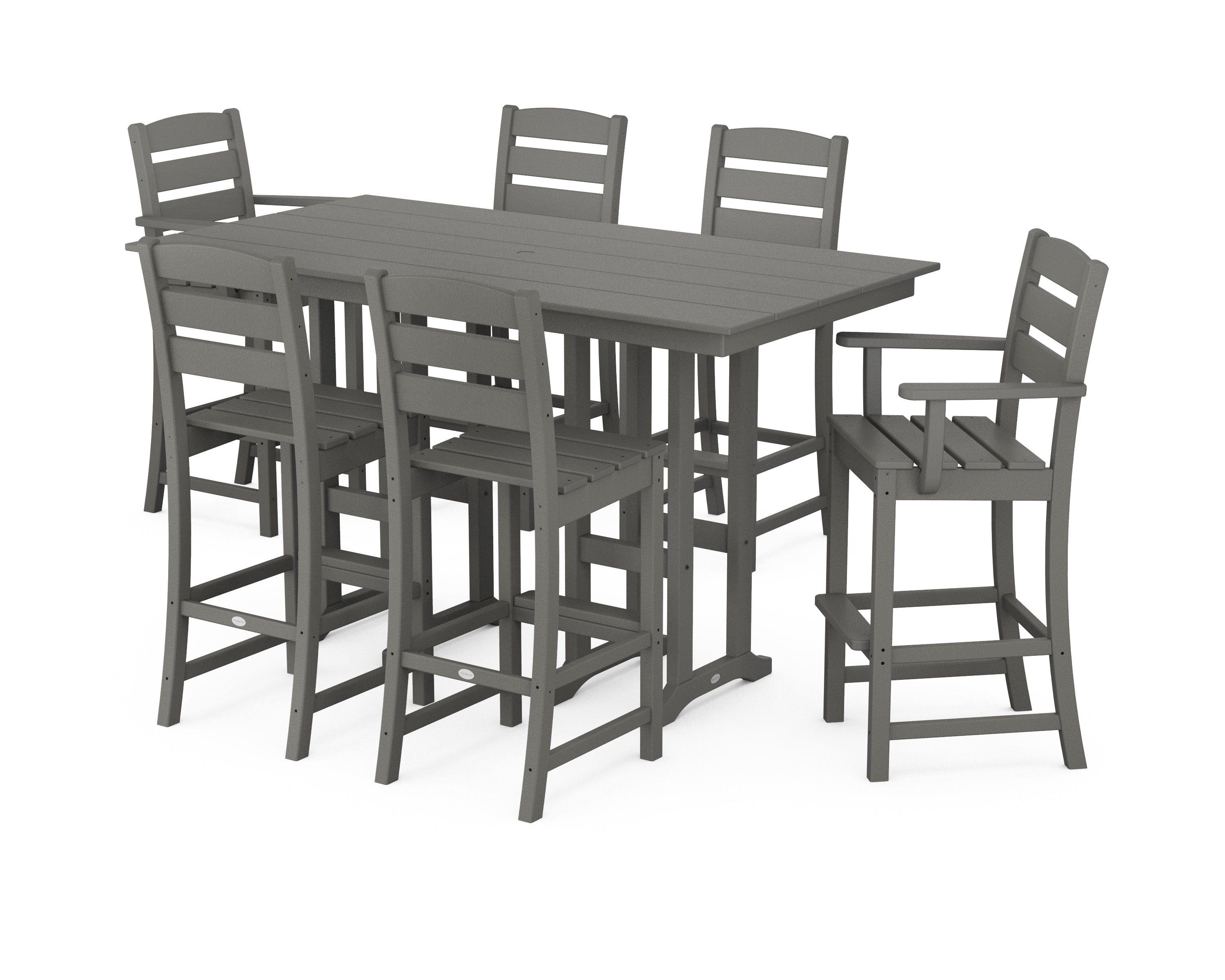 POLYWOOD® Lakeside 7-Piece Bar Set in Slate Grey