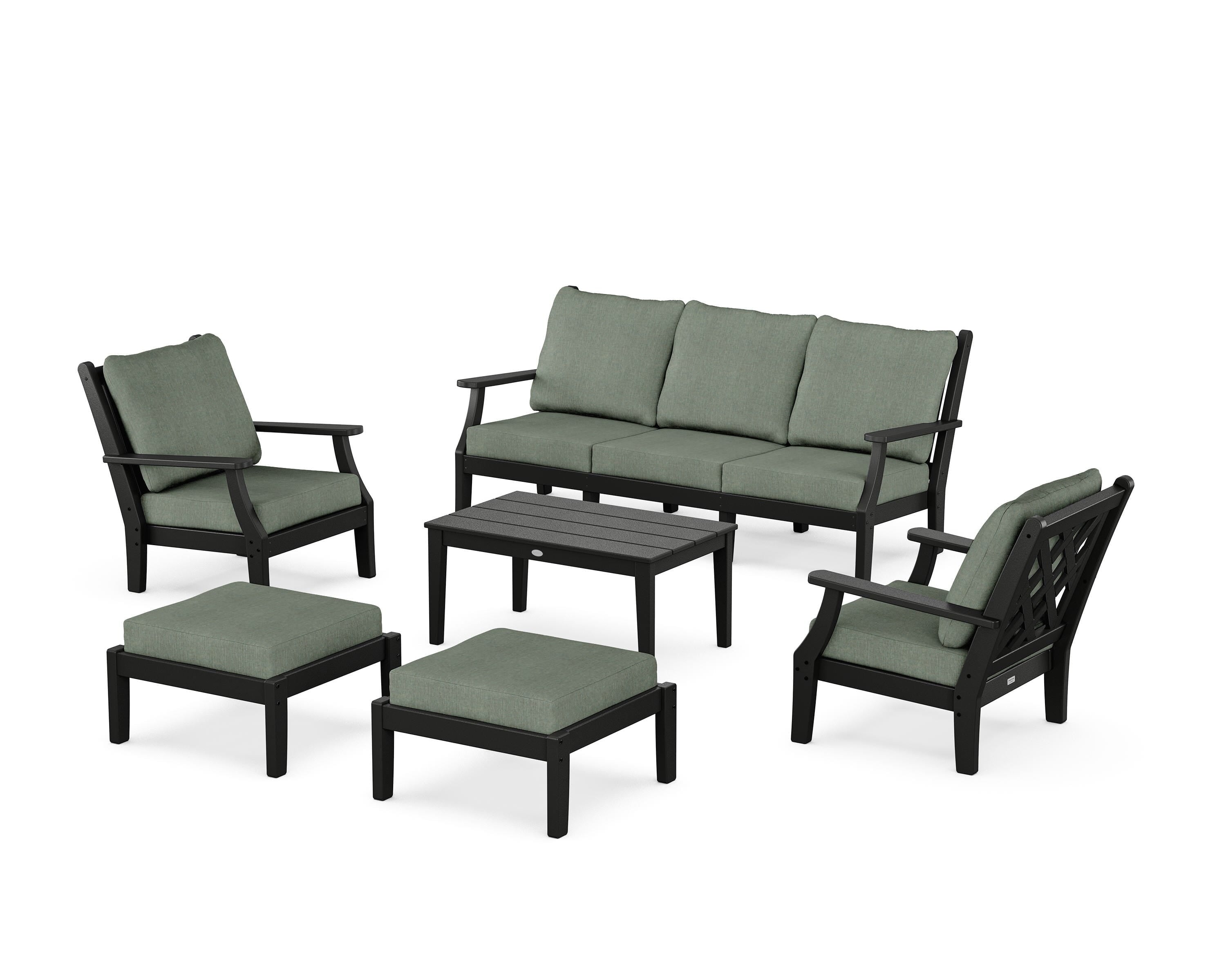 Country Living Wovendale 6-Piece Lounge Sofa Set in Black / Cast Sage