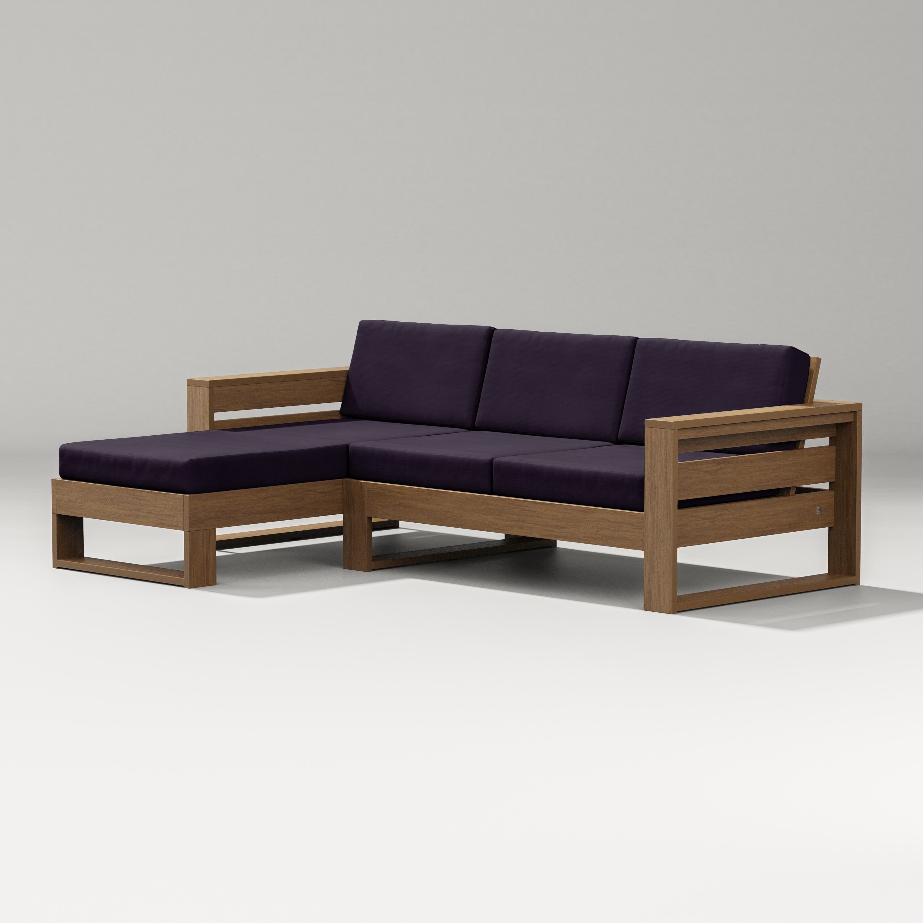 PW Designer Series Latitude Left Chaise Sectional in Natural / Navy Linen