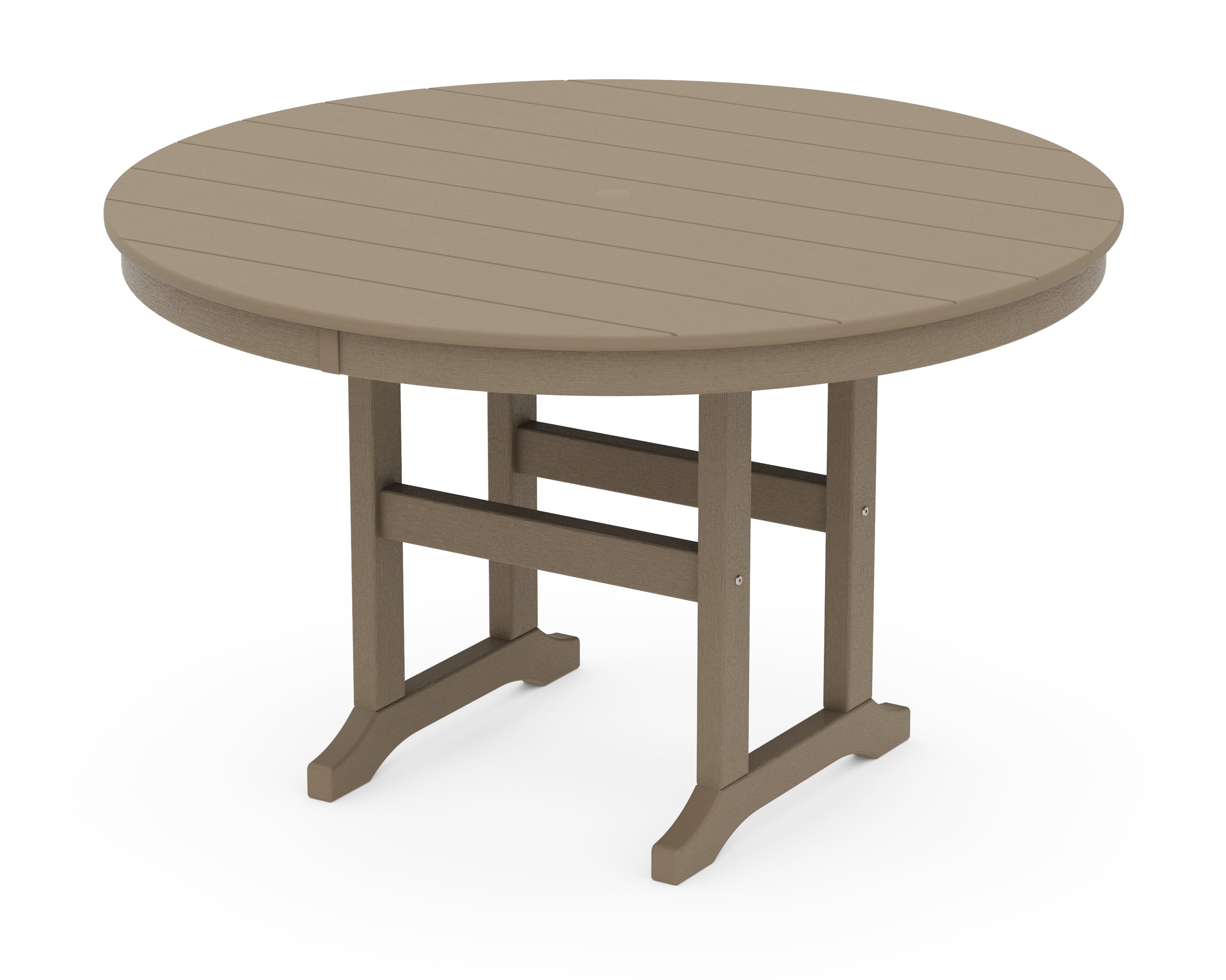 POLYWOOD 48" Round Farmhouse Dining Table in Vintage Sahara