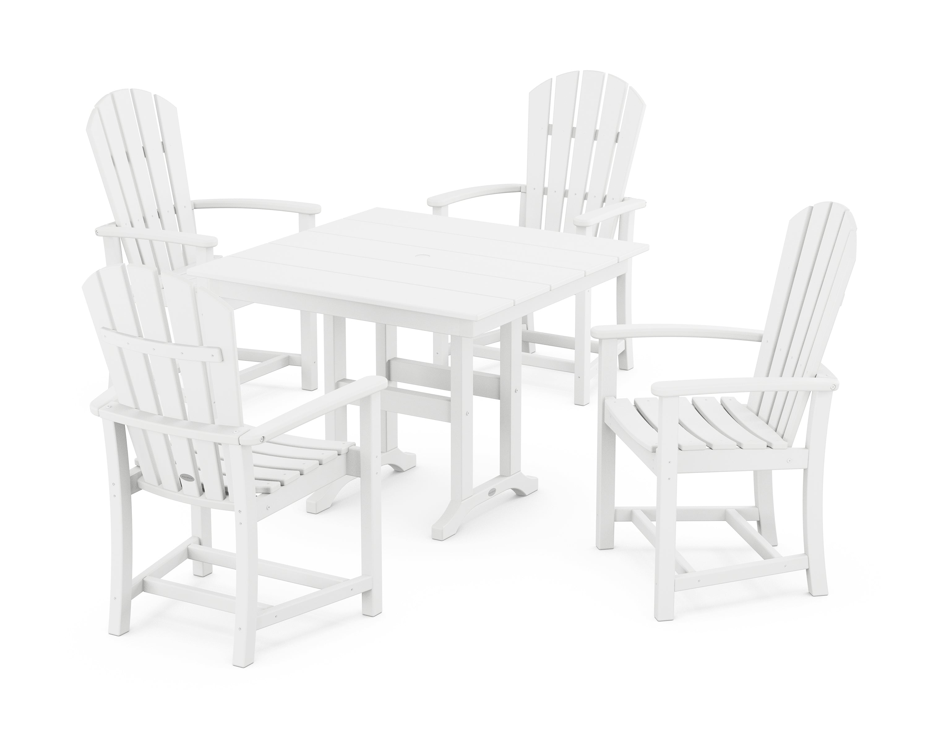 POLYWOOD Palm Coast 5-Piece Farmhouse Dining Set in White