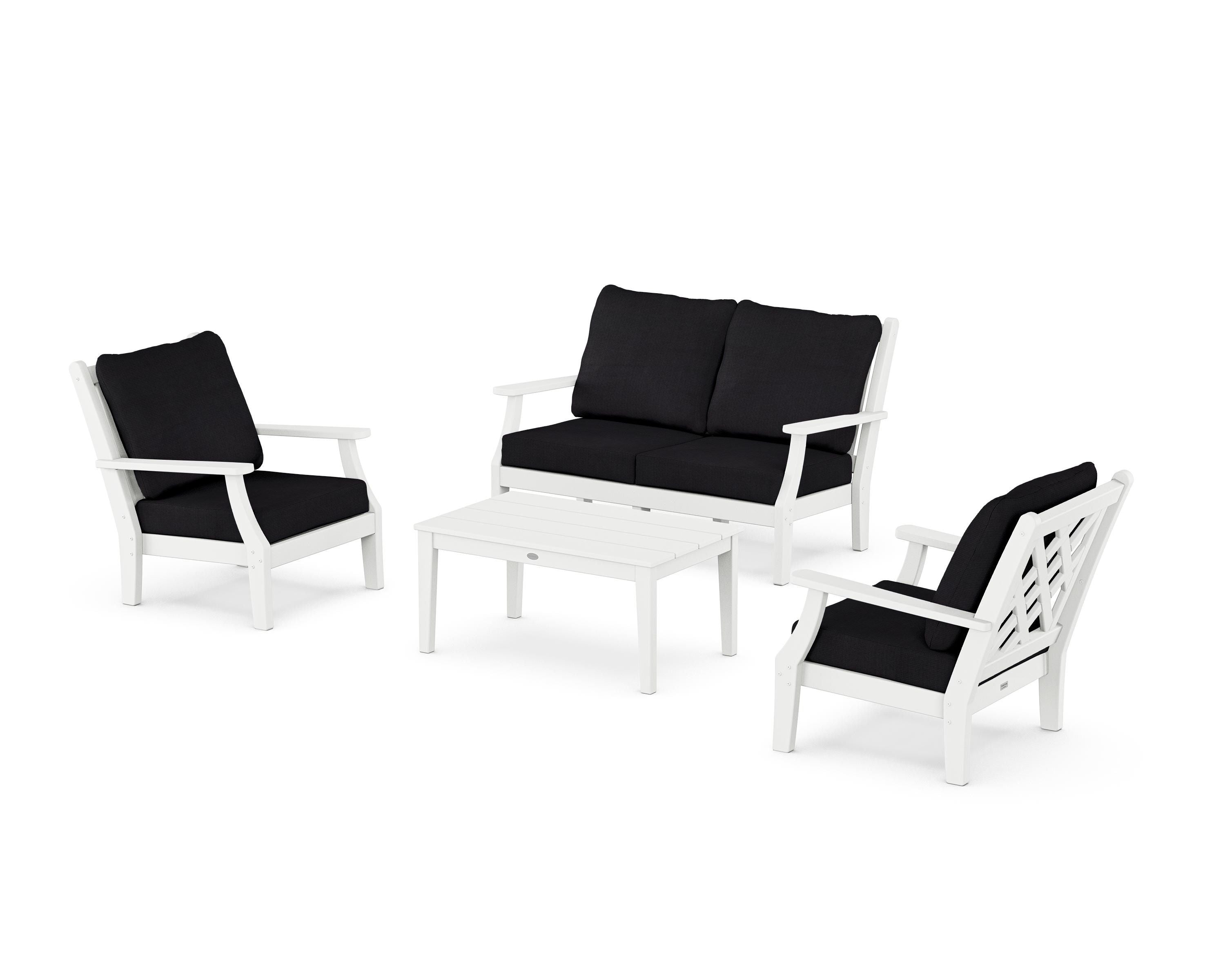 Country Living Wovendale 4-Piece Deep Seating Set with Loveseat in White / Midnight Linen