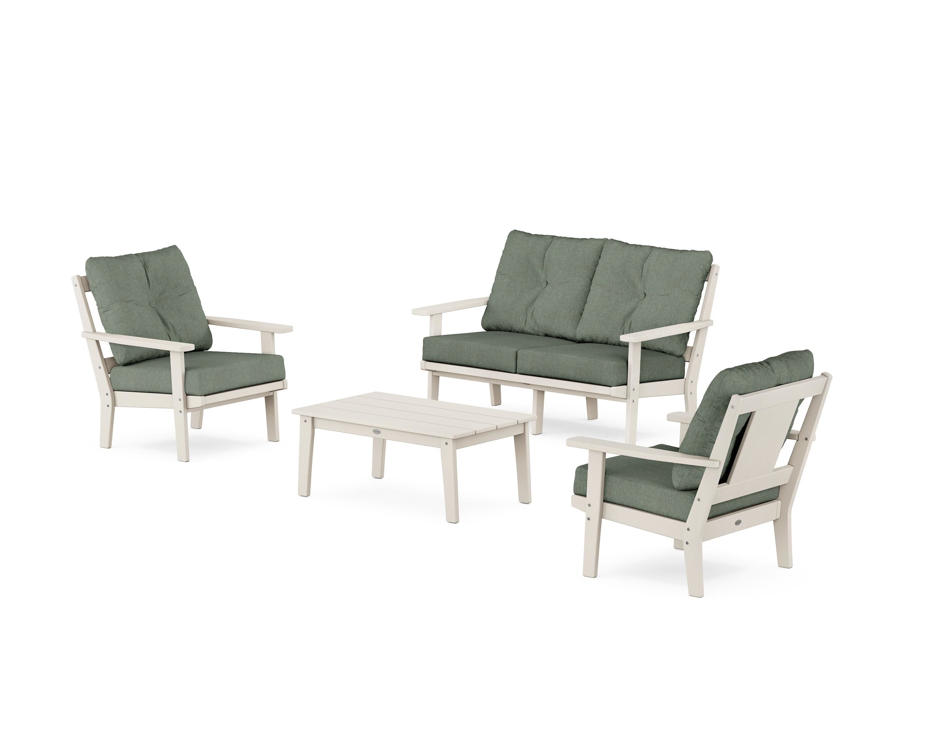 POLYWOOD Prairie 4-Piece Deep Seating Set with Loveseat in Sand / Cast Sage
