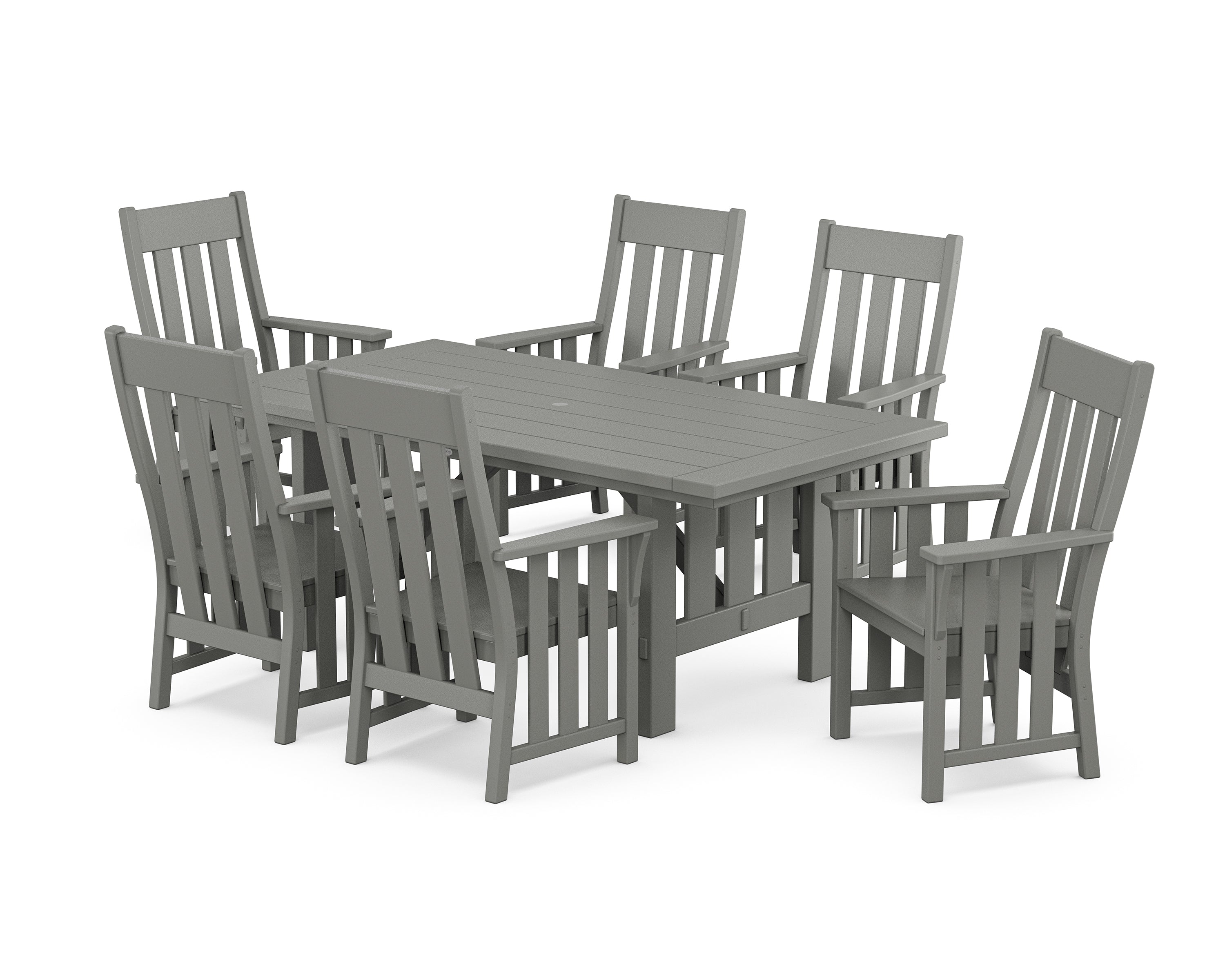 Martha Stewart by POLYWOOD Acadia Arm Chair 7-Piece Dining Set in Slate Grey