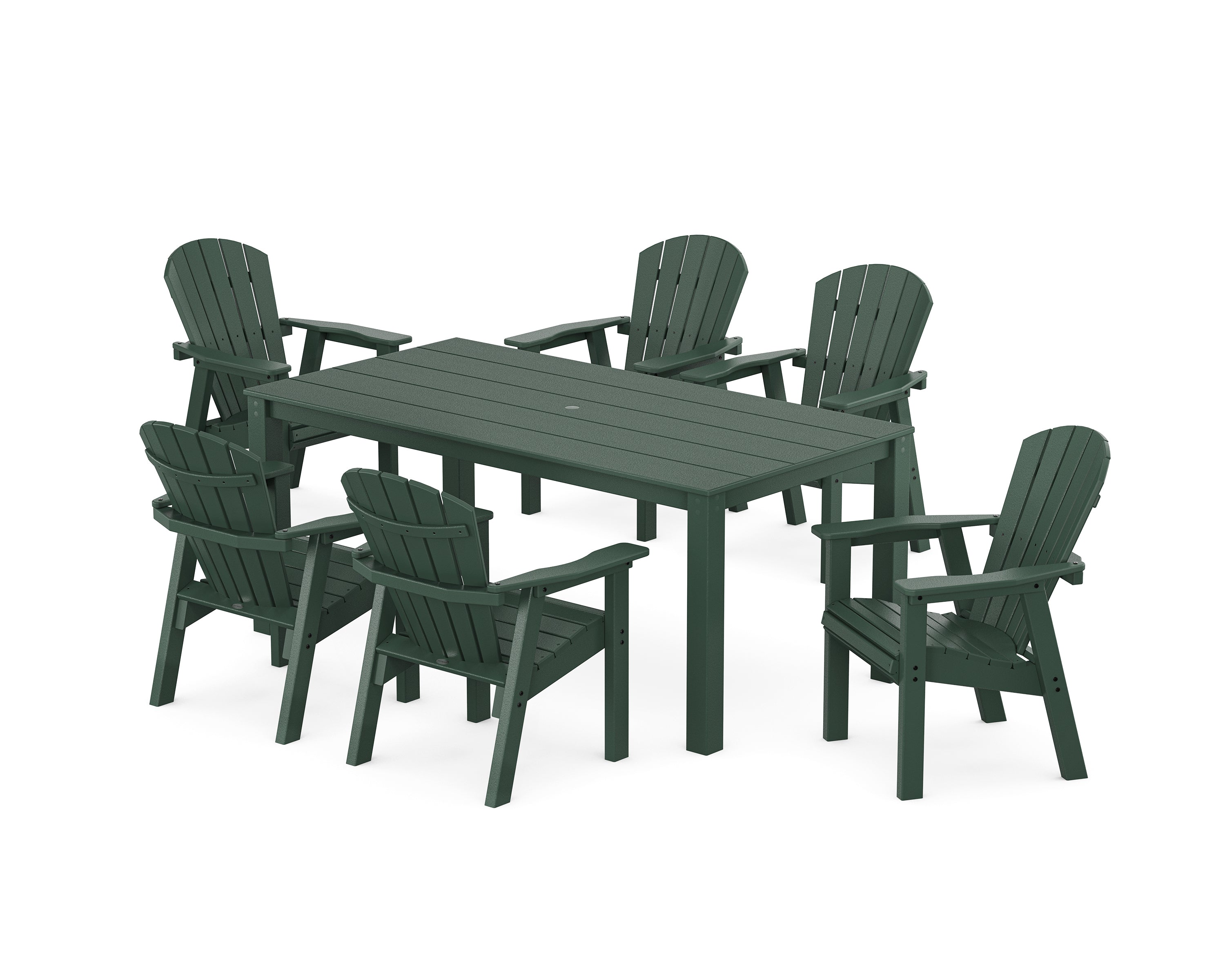 POLYWOOD Seashell 7-Piece Parsons Dining Set in Green