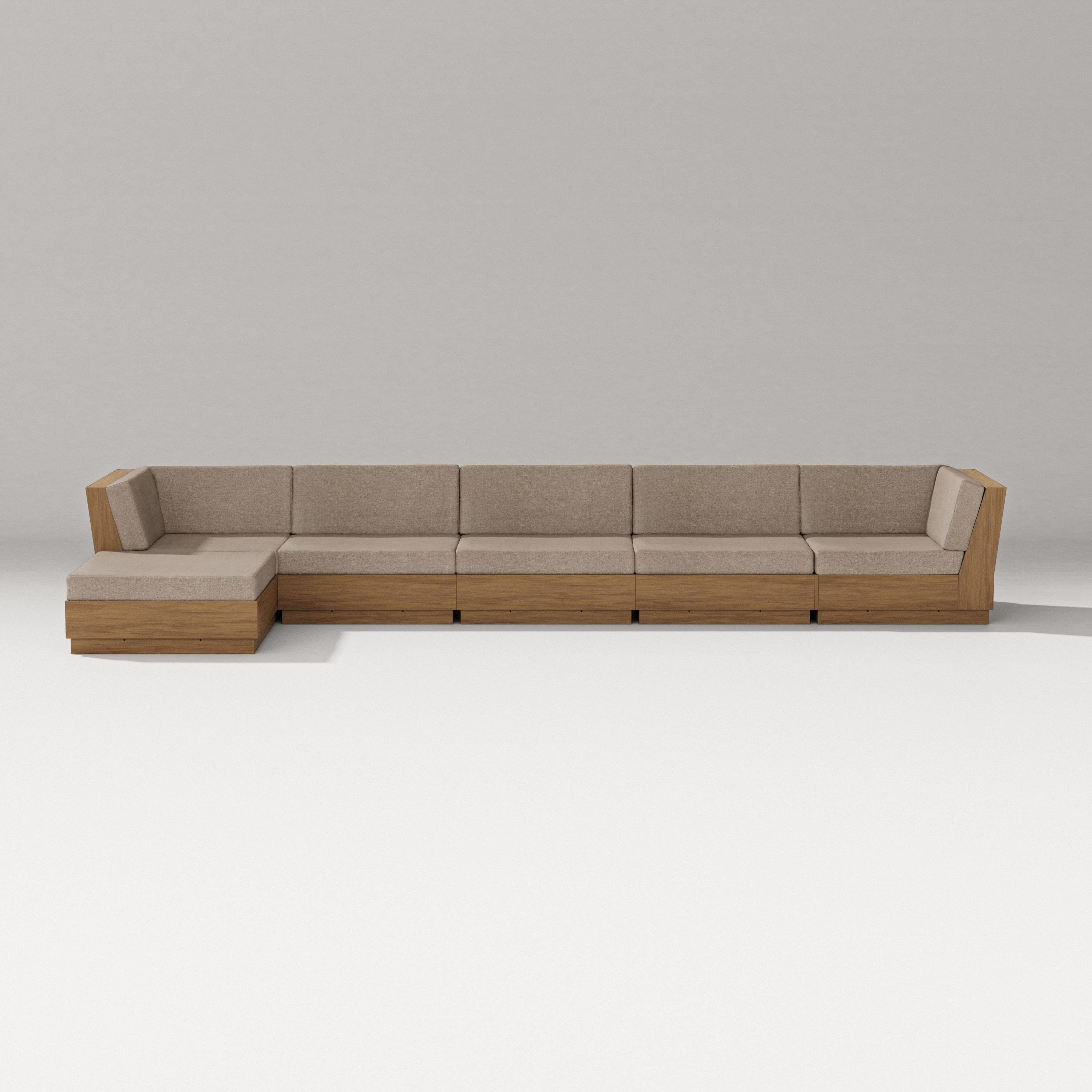 PW Designer Series Elevate 6-Piece Chaise Sectional in Natural / Spiced Burlap