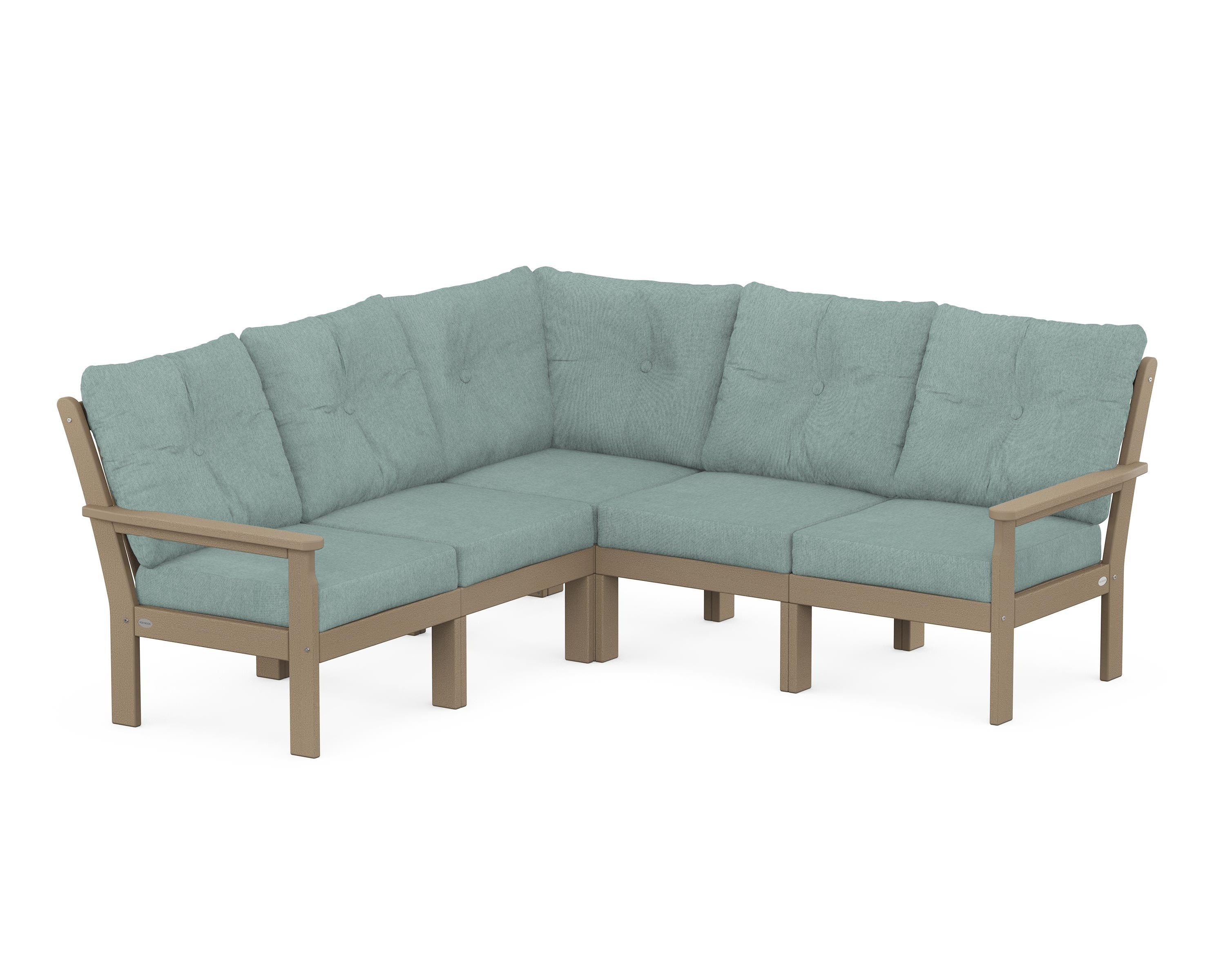 POLYWOOD Vineyard 5-Piece Sectional in Vintage Sahara / Glacier Spa