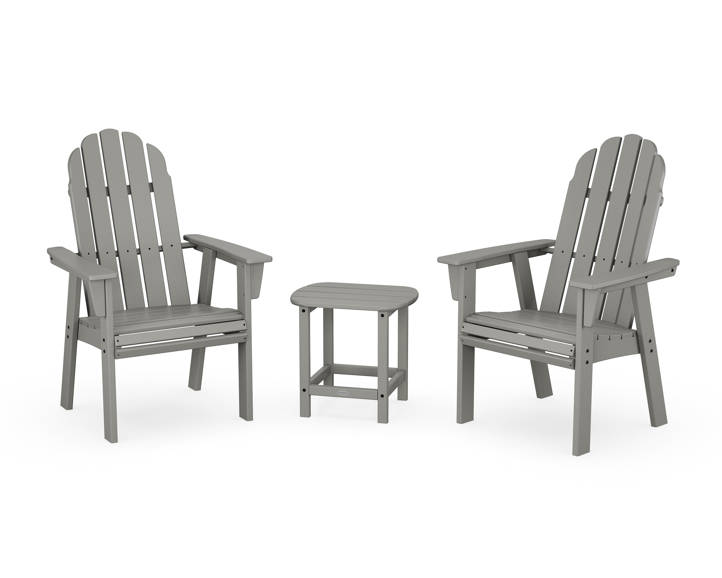 POLYWOOD Vineyard 3-Piece Curveback Upright Adirondack Chair Set in Slate Grey