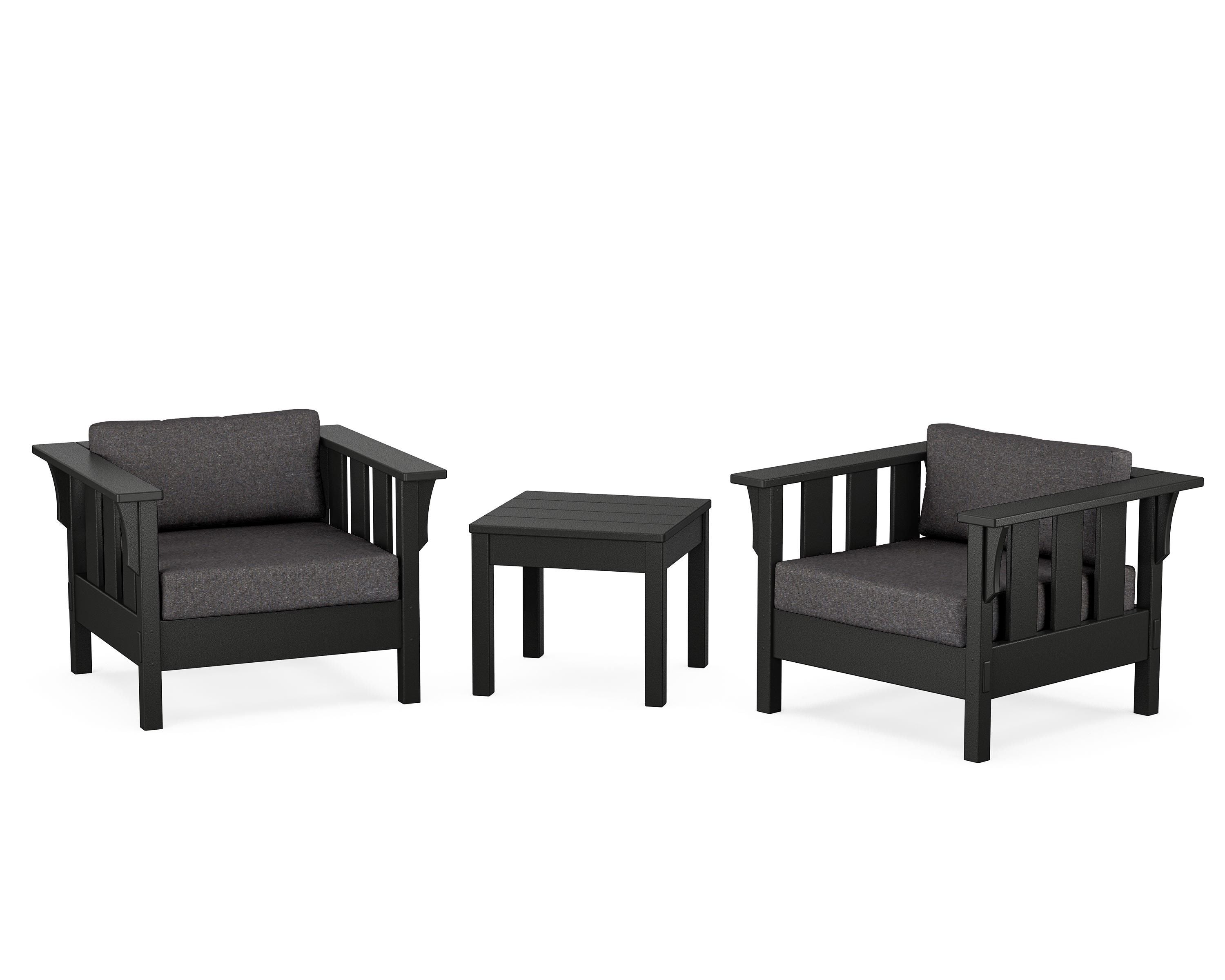 Martha Stewart by POLYWOOD Acadia 3-Piece Deep Seating Set in Black / Ash Charcoal