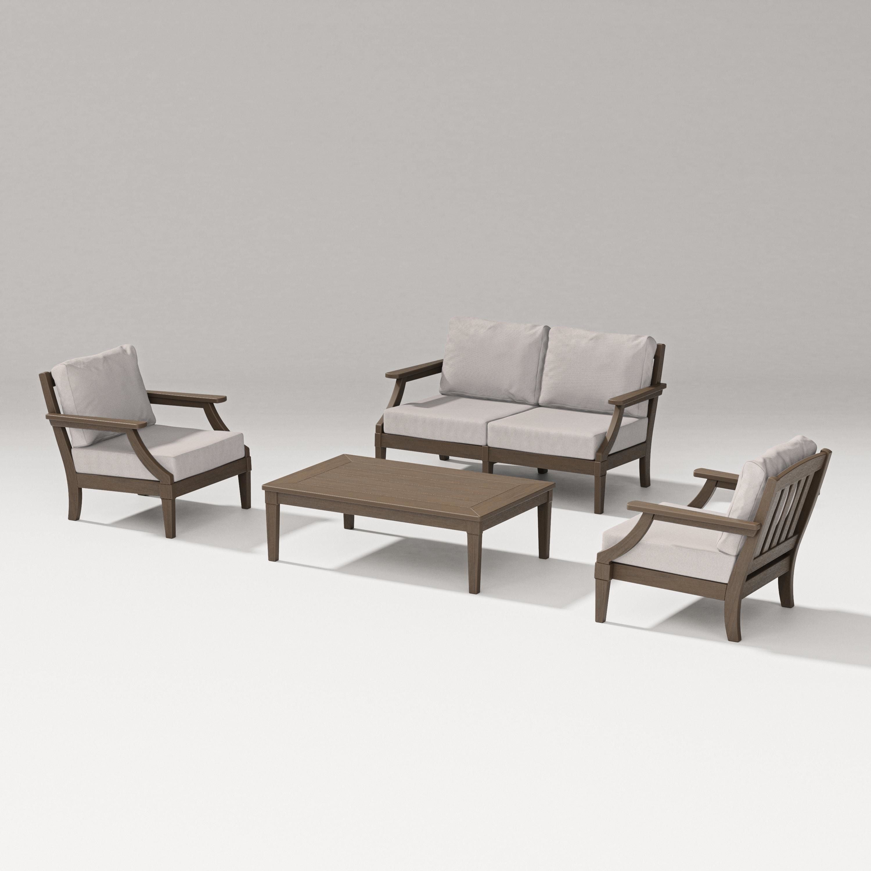 PW Designer Series Estate Lounge 4-Piece Loveseat Set in Kona / Dune Burlap