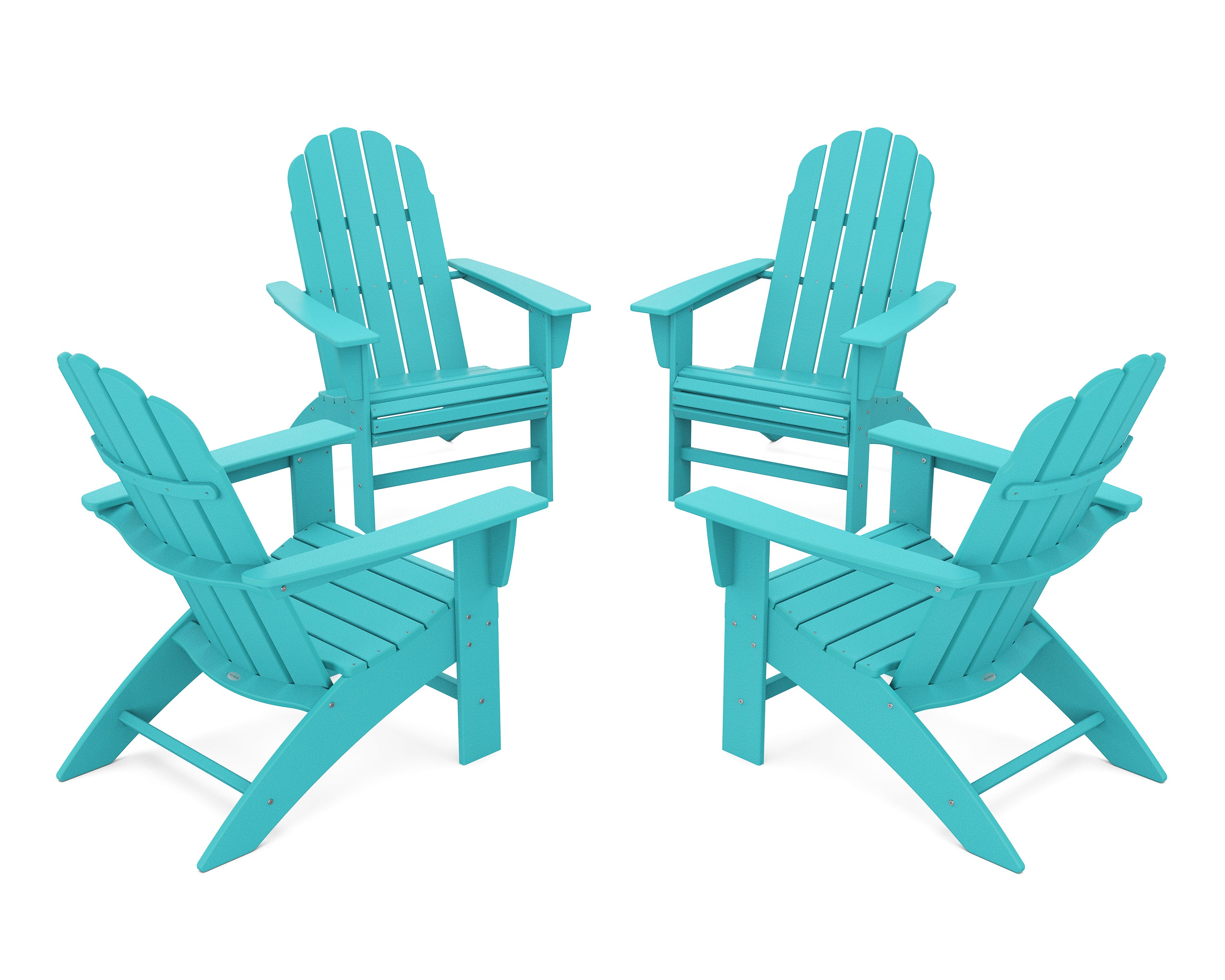 POLYWOOD 4-Piece Vineyard Curveback Adirondack Chair Conversation Set in Aruba