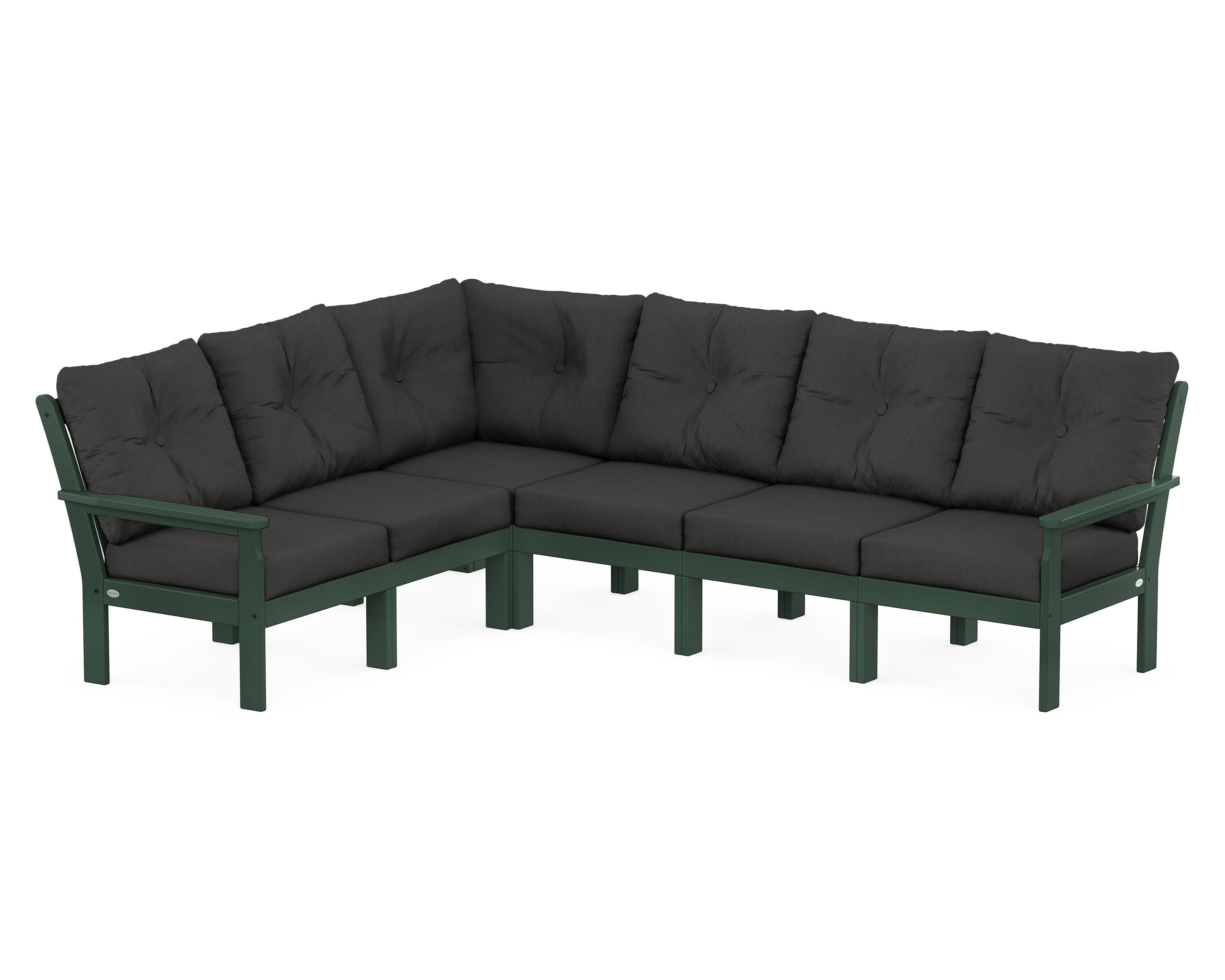 POLYWOOD Vineyard 6-Piece Sectional in Green / Spectrum Carbon
