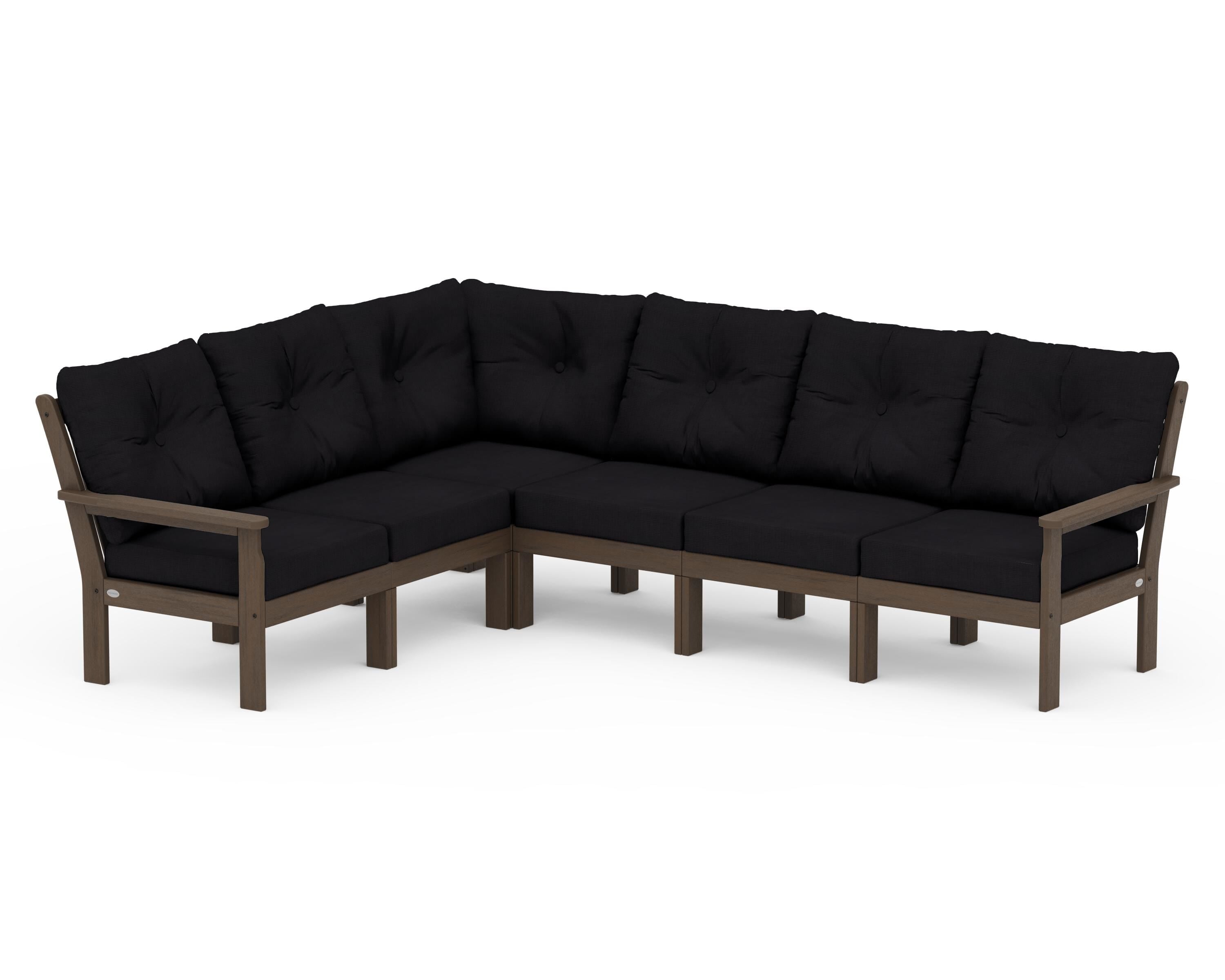 POLYWOOD Vineyard 6-Piece Sectional in Kona / Midnight Linen