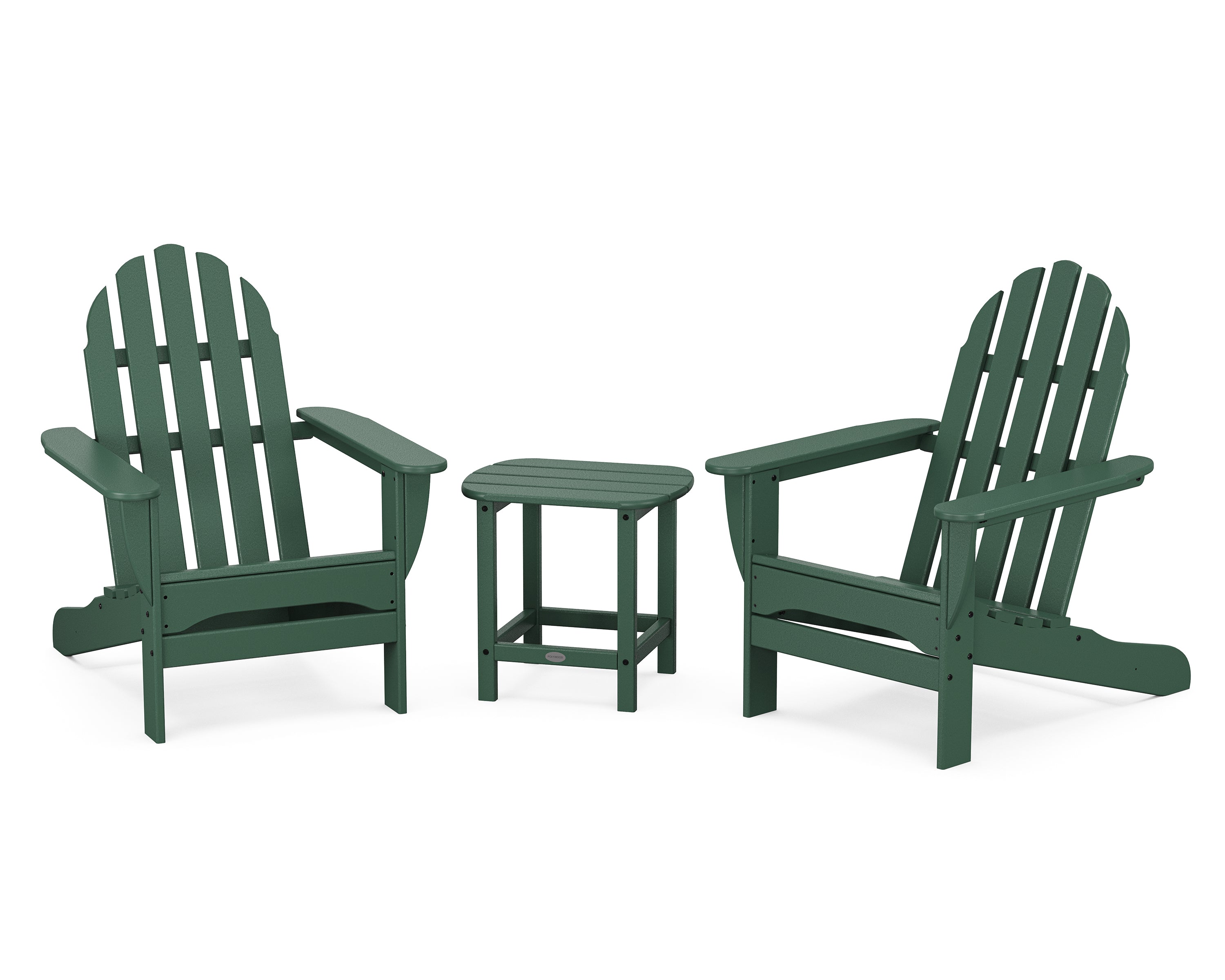 POLYWOOD Classic Adirondack 3-Piece Set with South Beach 18" Side Table in Green