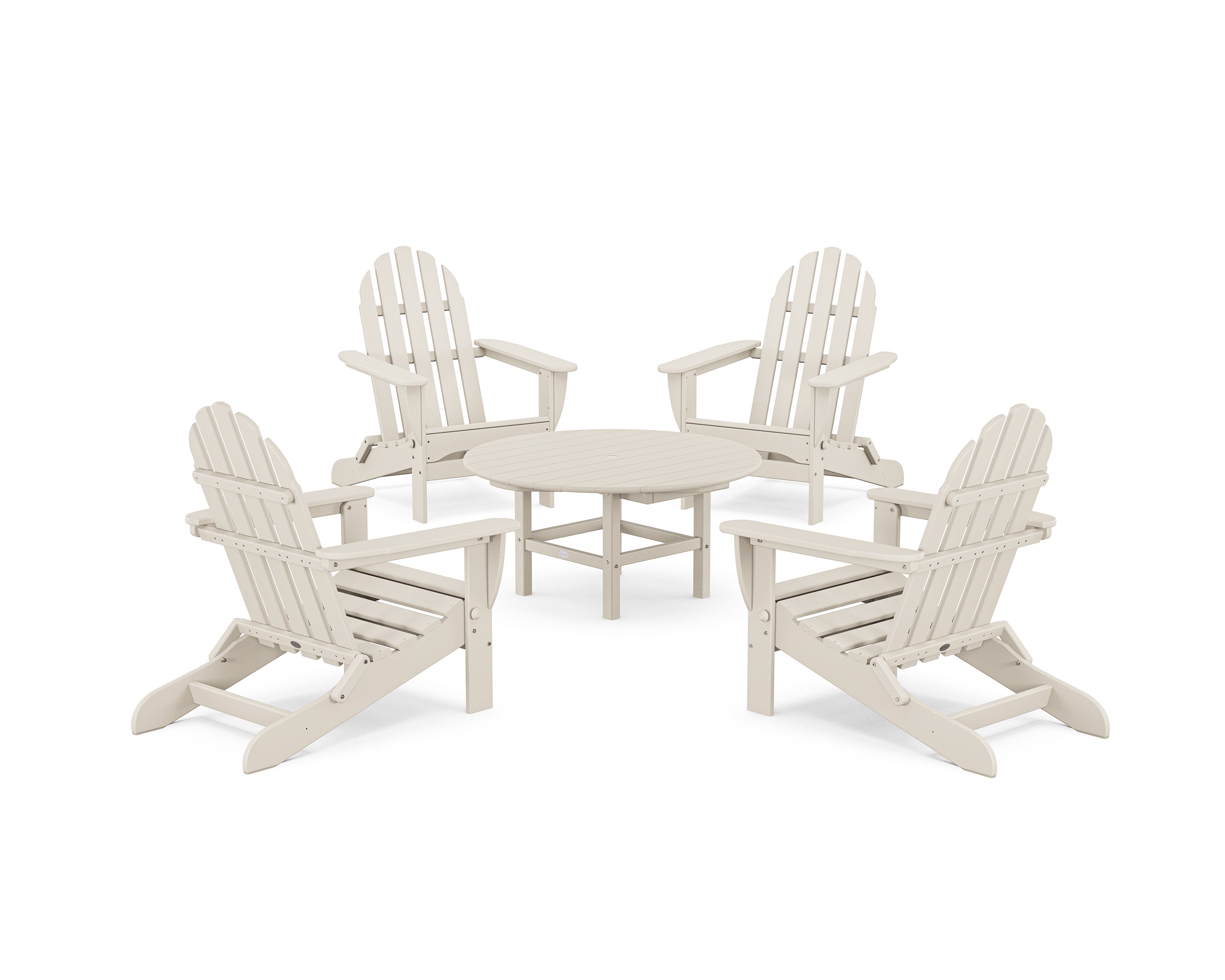 POLYWOOD® Classic Folding Adirondack 5-Piece Conversation Group in Sand
