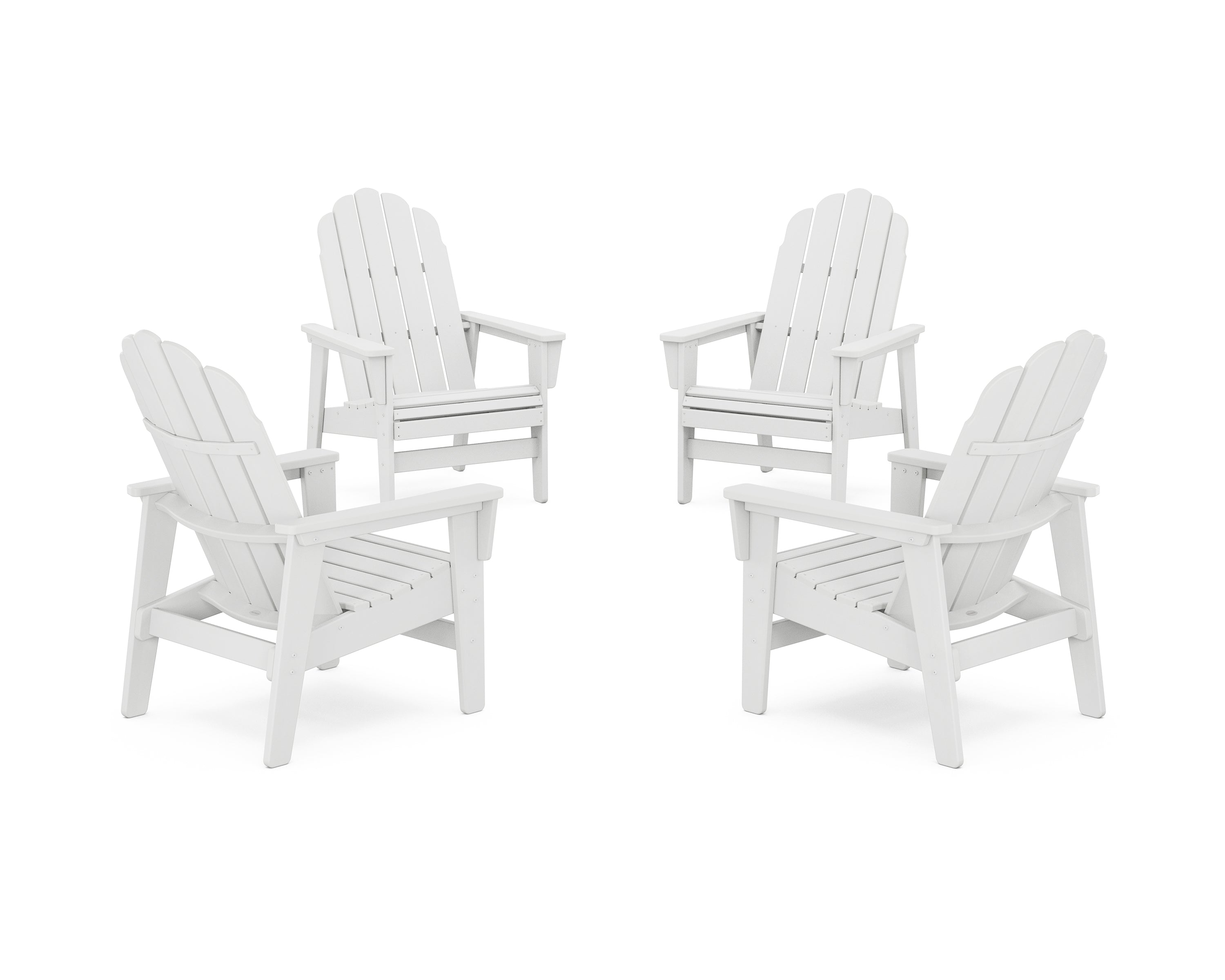 POLYWOOD® 4-Piece Vineyard Grand Upright Adirondack Chair Conversation Set in White
