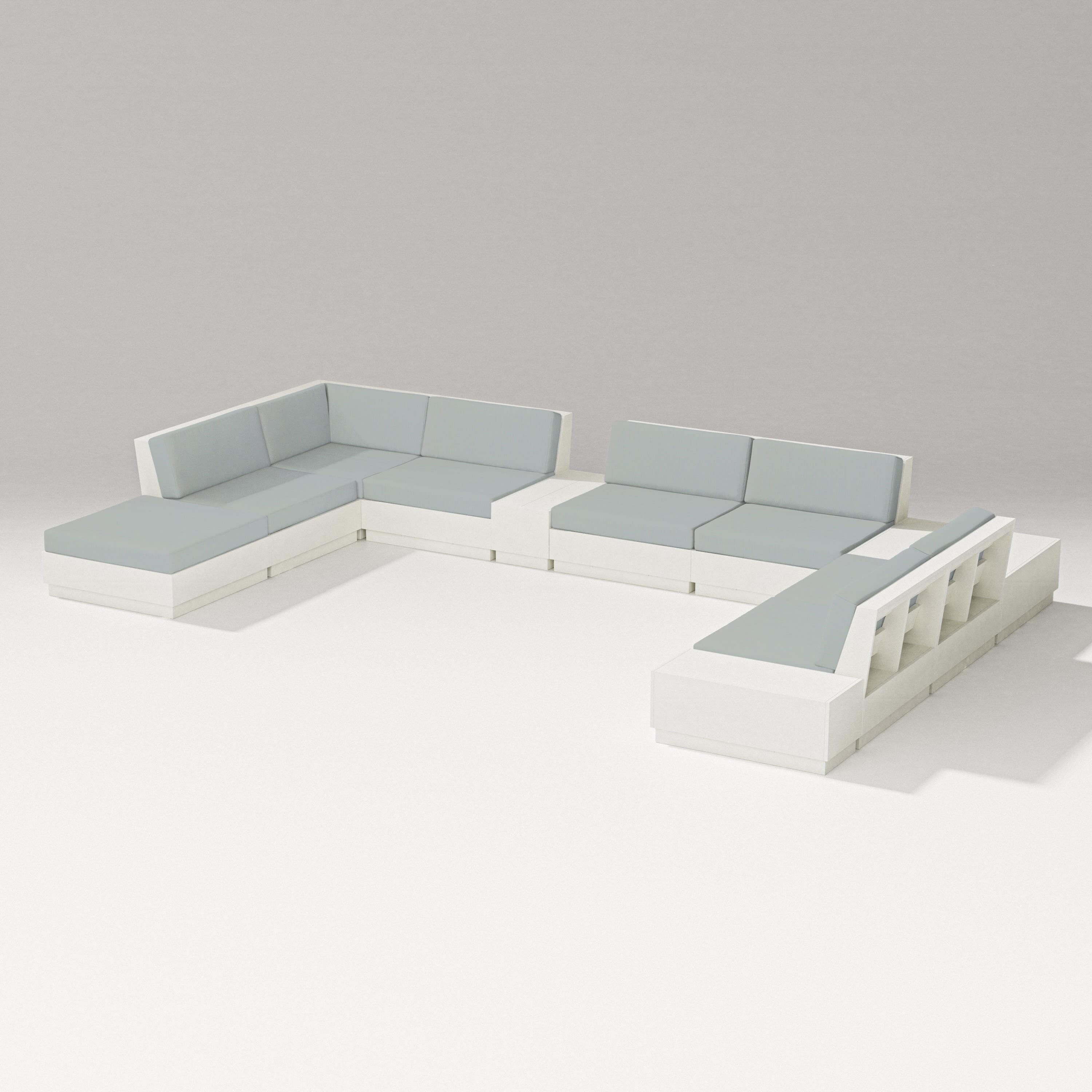 PW Designer Series Elevate 11-Piece Conversation Sectional Set in Vintage White / Spa
