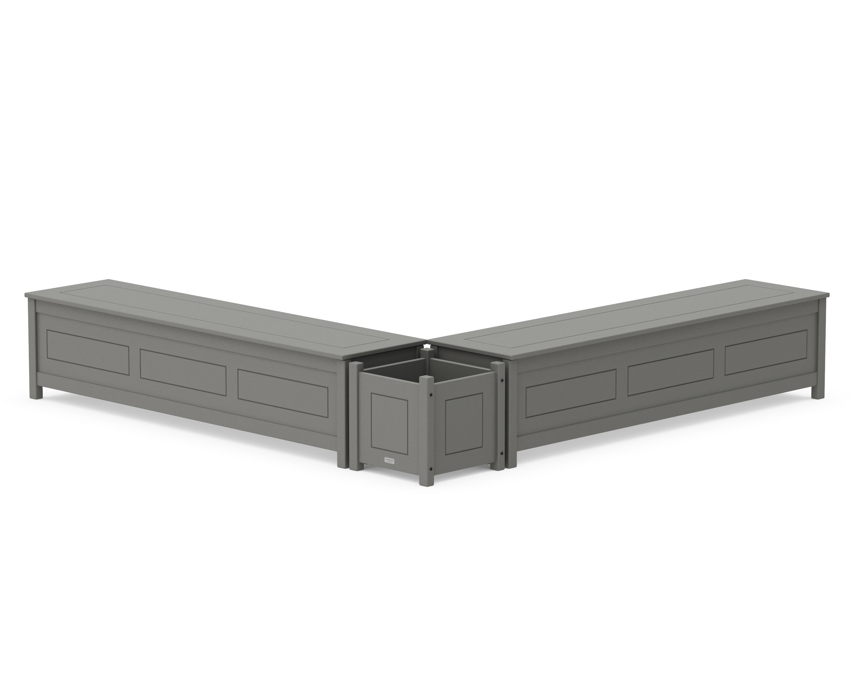 Country Living 72" Country Living L- Shaped Planter Storage Bench Set in Slate Grey