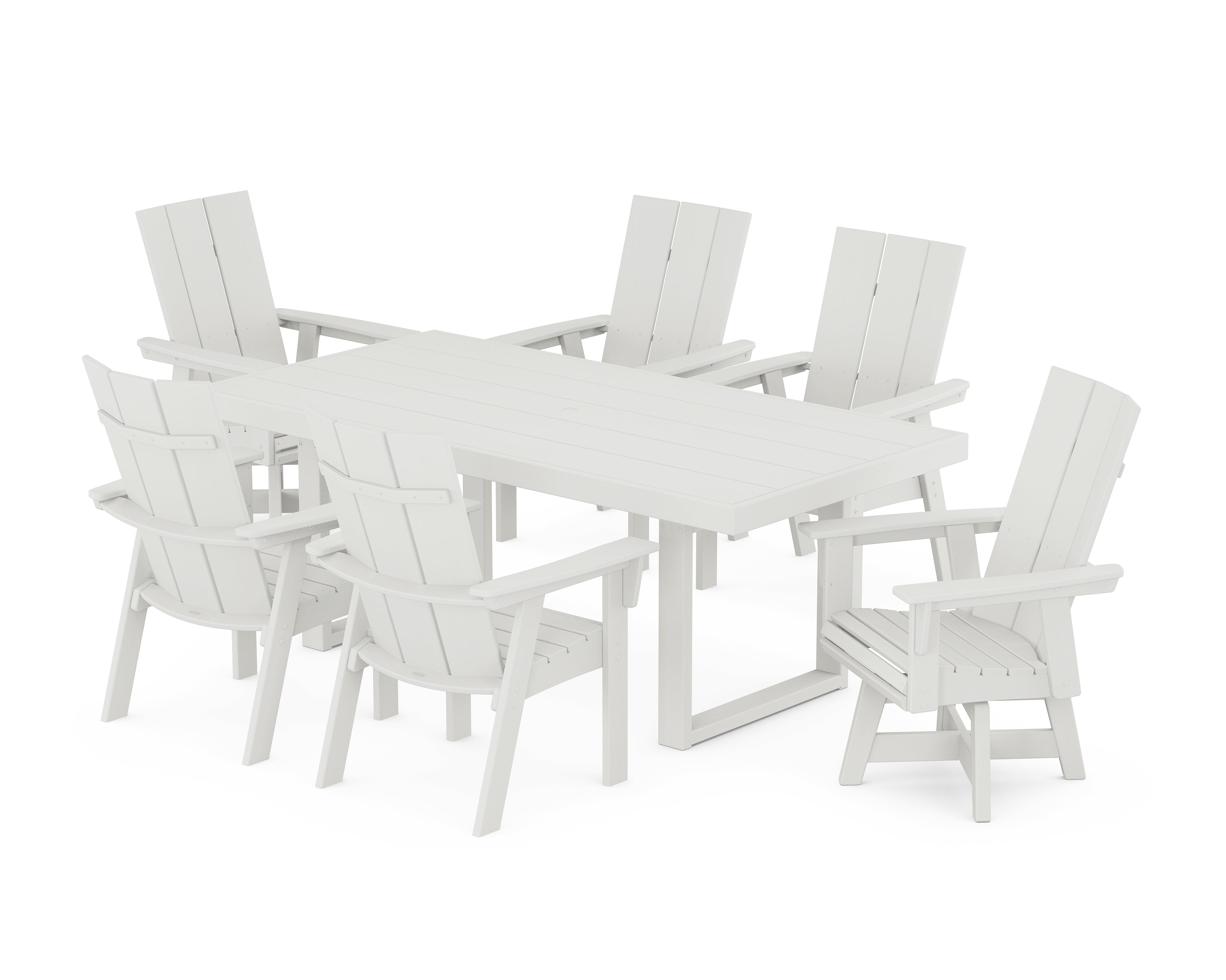 POLYWOOD Modern Adirondack 7-Piece Dining Set in Vintage White