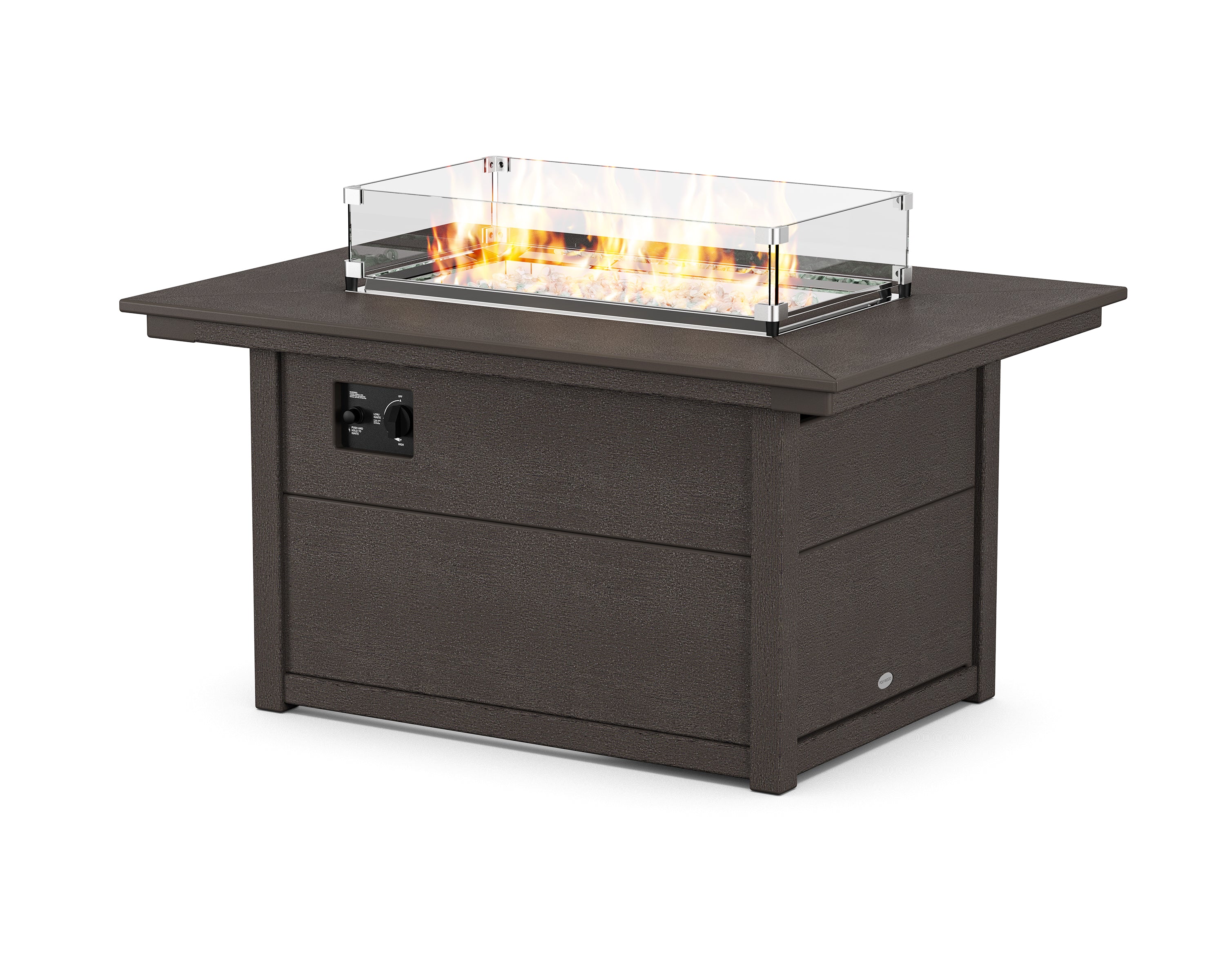 POLYWOOD Rectangle 34" X 46" Fire Pit Table in Vintage Coffee
