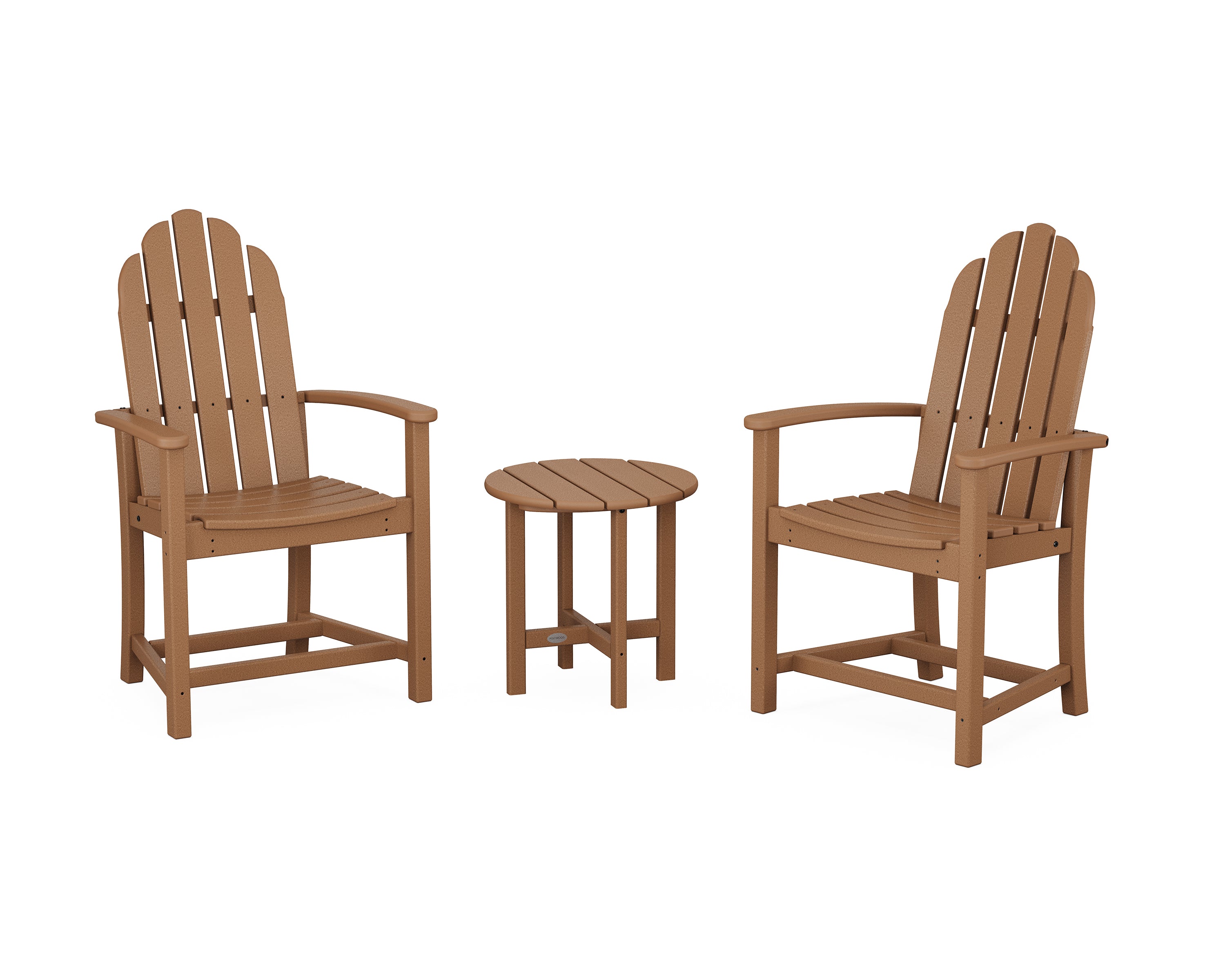 POLYWOOD Classic 3-Piece Upright Adirondack Chair Set in Teak