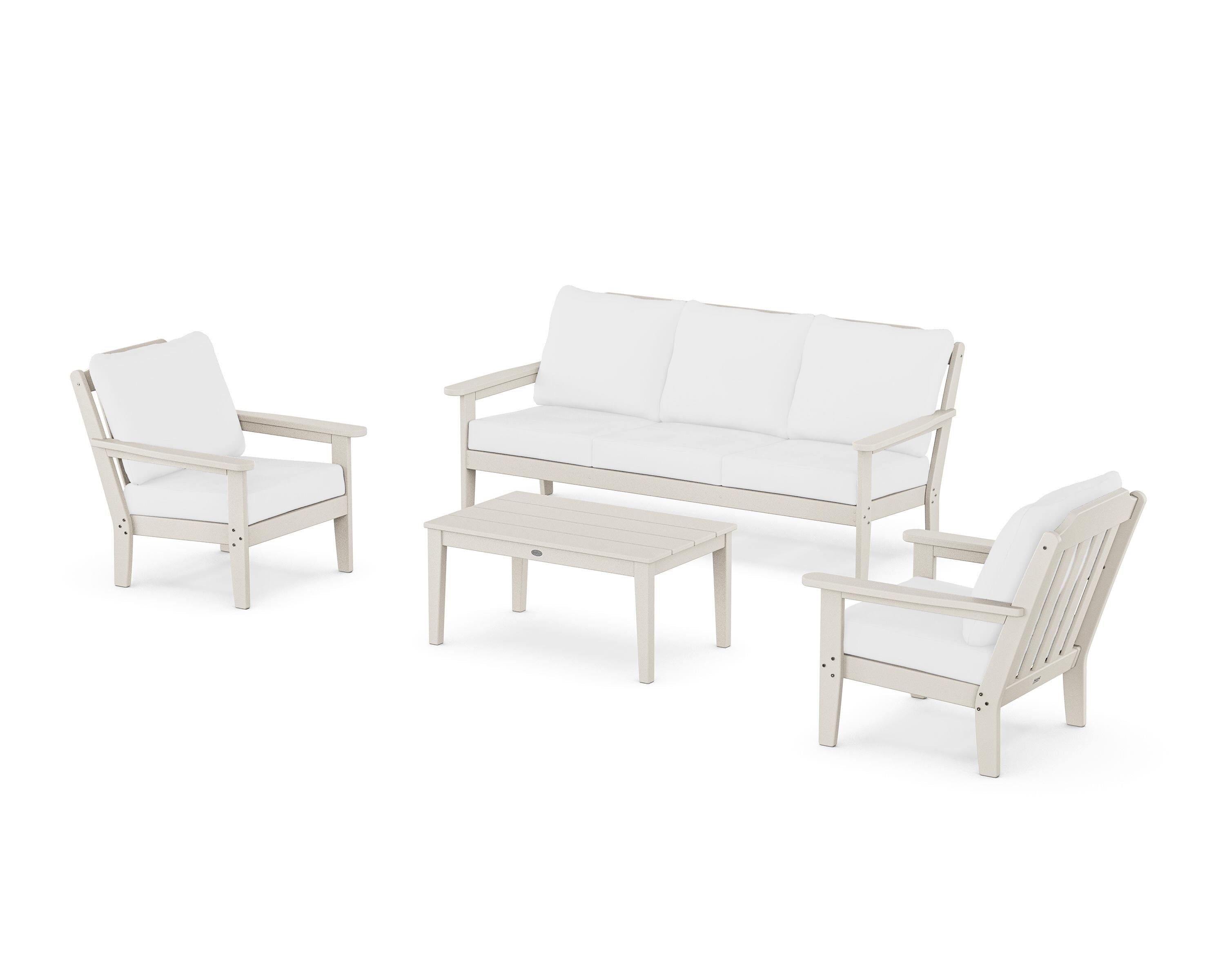 Country Living Cottage 4-Piece Deep Seating Set with Sofa in Sand / Natural