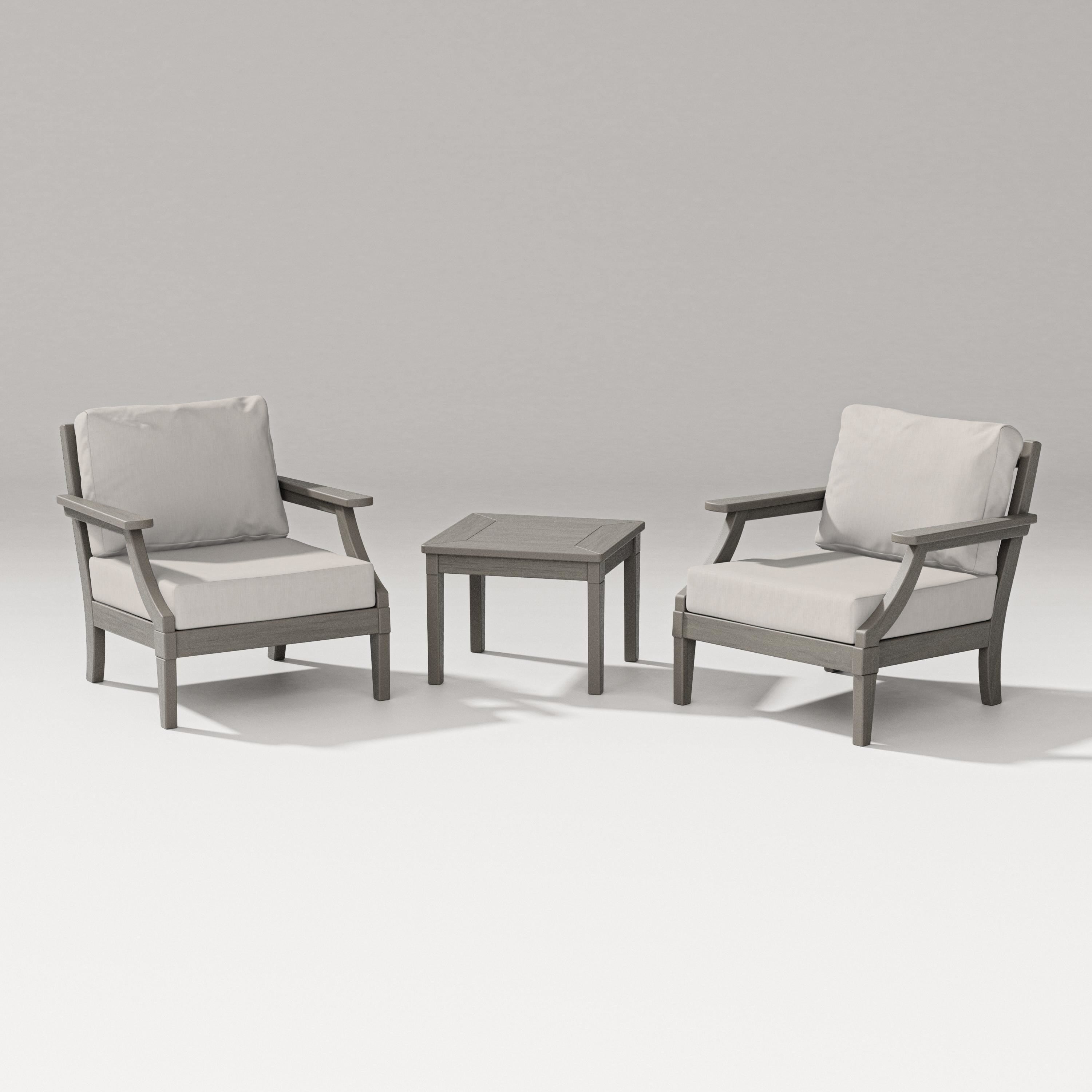 PW Designer Series Estate 3-Piece Lounge Chair Set in Driftwood / Cast Ash