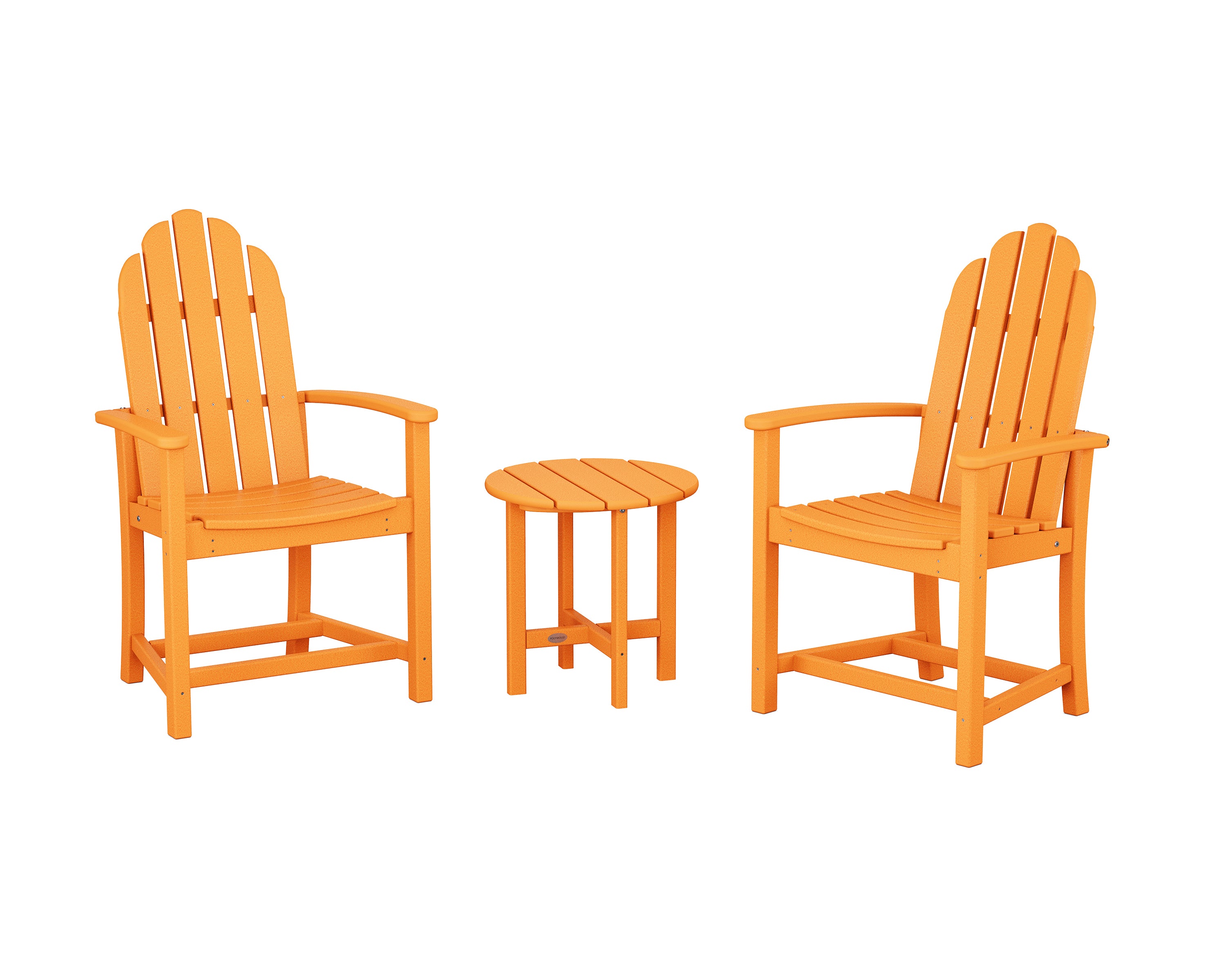 POLYWOOD Classic 3-Piece Upright Adirondack Chair Set in Tangerine