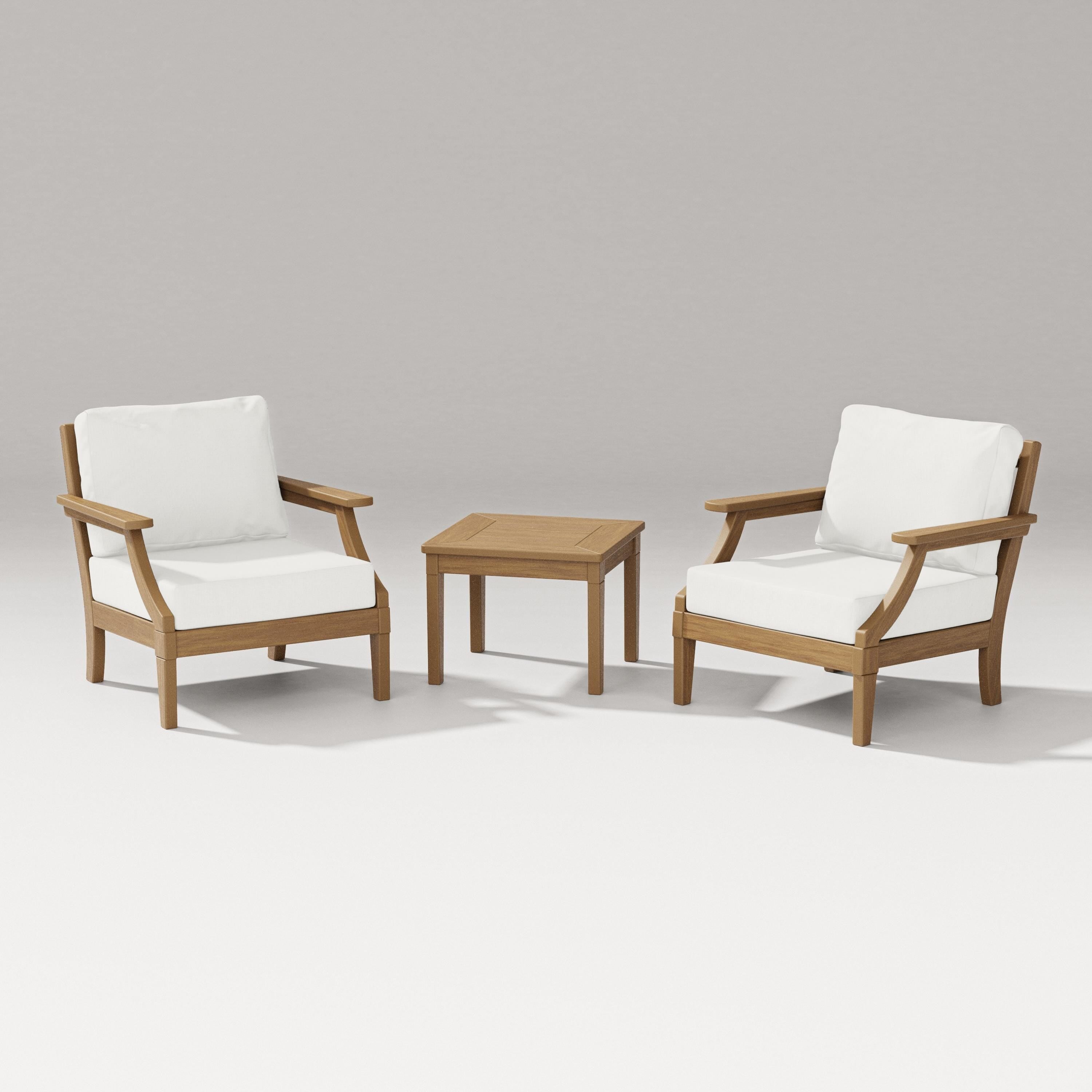 PW Designer Series Estate 3-Piece Lounge Chair Set in Natural / Natural Linen