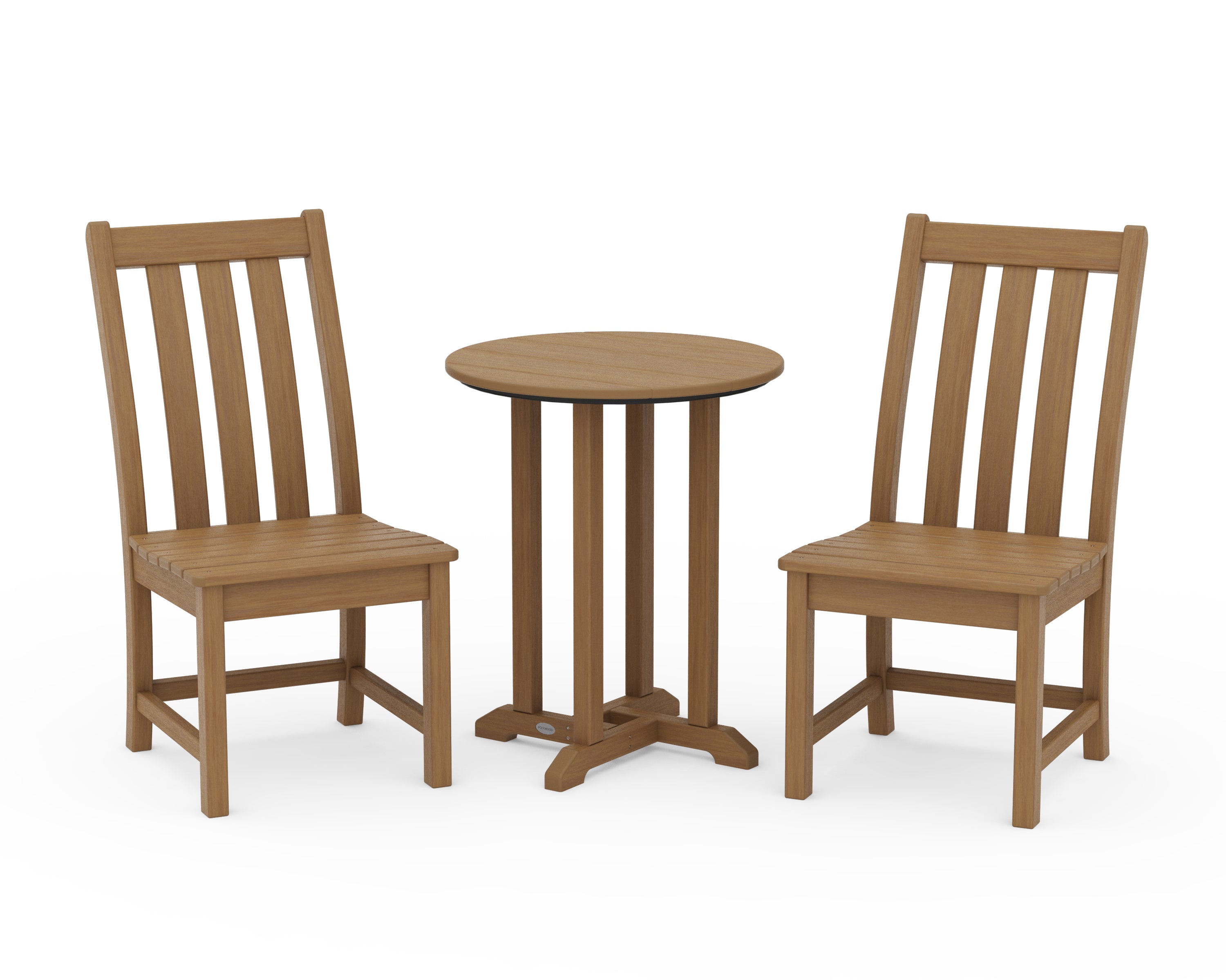 POLYWOOD Vineyard Side Chair 3-Piece Round Bistro Dining Set in Natural